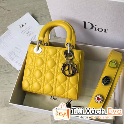 Túi Xách Dior Lady Siêu Cấp Màu Vàng Dây Phụ Kiện