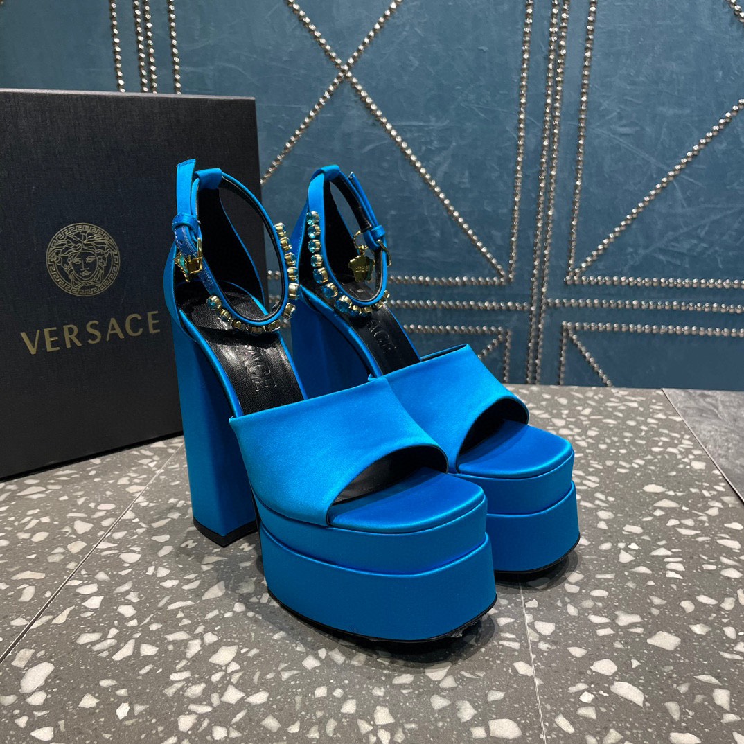 Giày Cao gót Versace Siêu Cấp Màu Xanh Size Từ 35 - 42