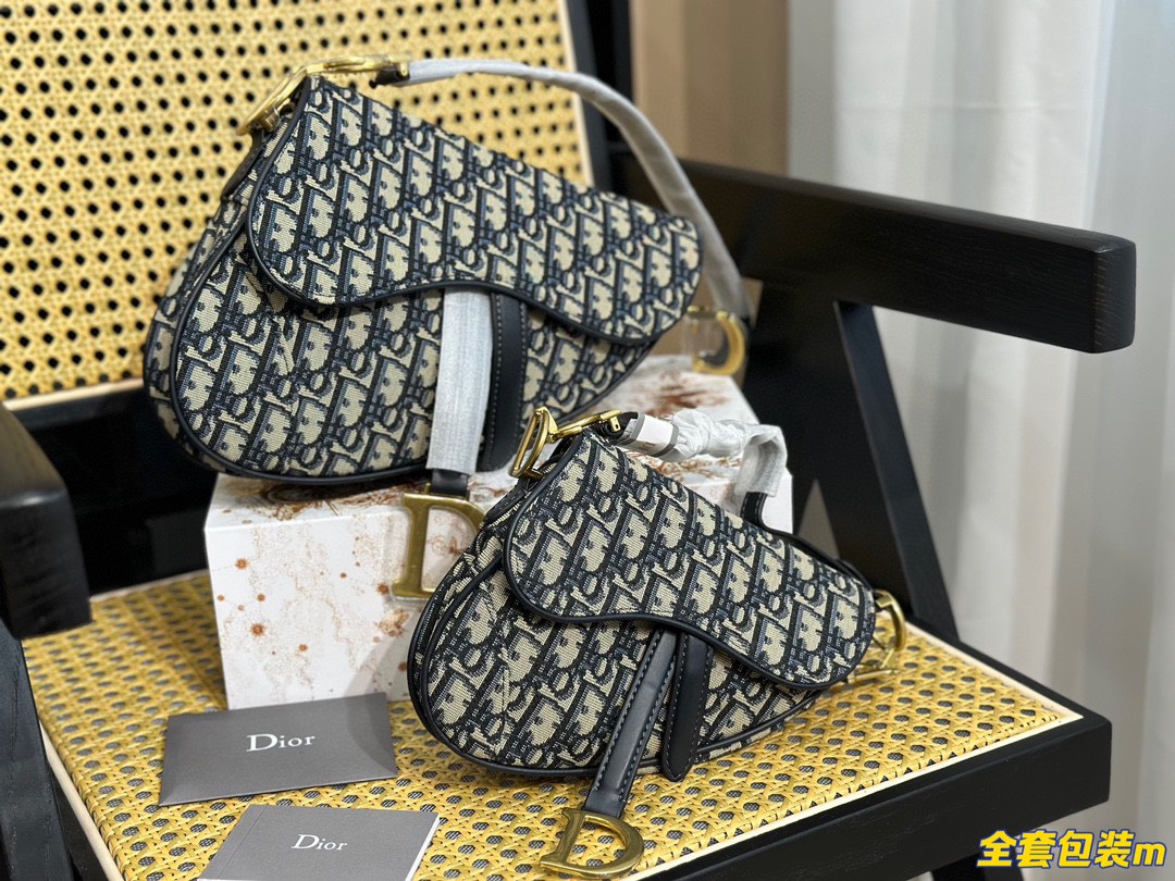Túi Xách Dior Super Saddle Bag With Strap Họa Tiết Dior Oblique 2 Size