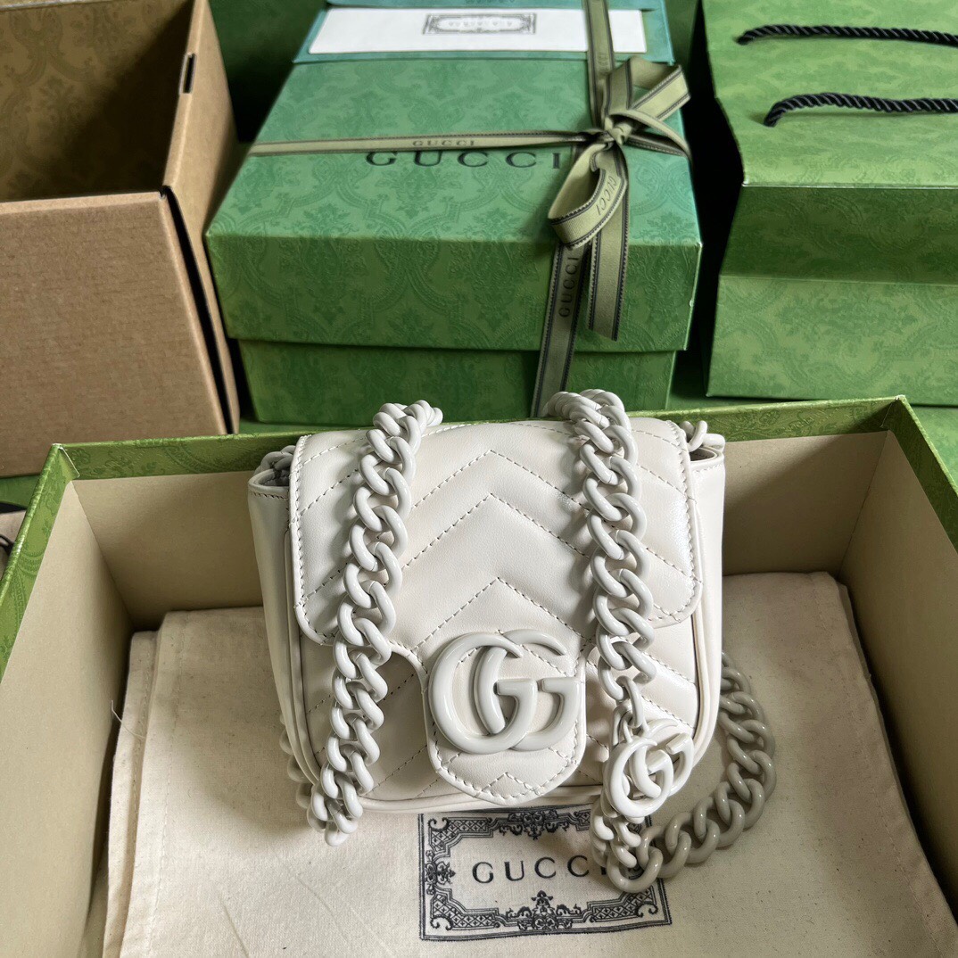 Túi Xách Gucci Marmont Siêu Cấp Màu Trắng Size 12cm 739599