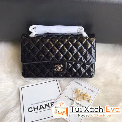 Túi Xách Chanel Classic Flap Bag Siêu Cấp Màu Đen Da Bóng 1112