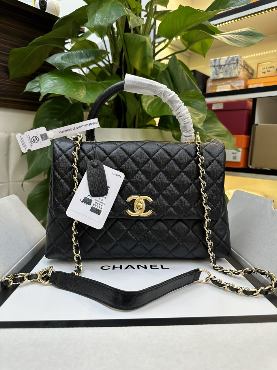 Túi Chanel Coco Màu Đen Da Hạt Size 28cm