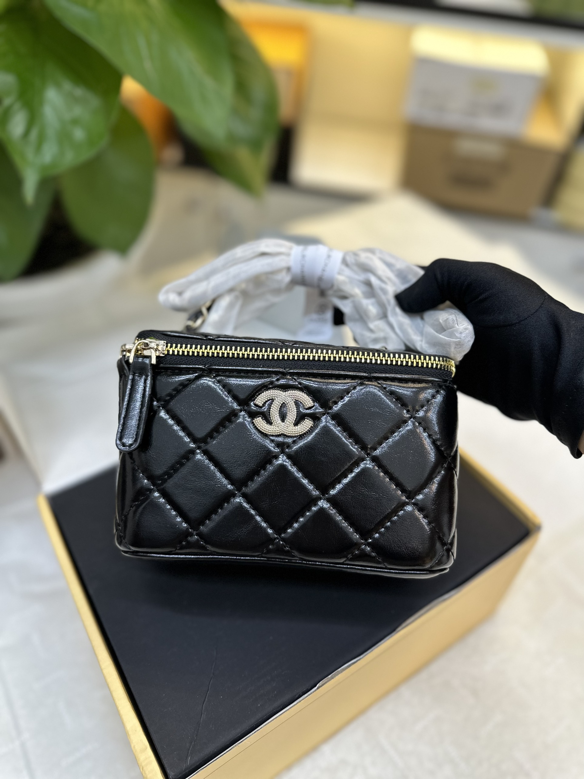 Túi Chanel Vanity Super Màu Đen Size 17cm