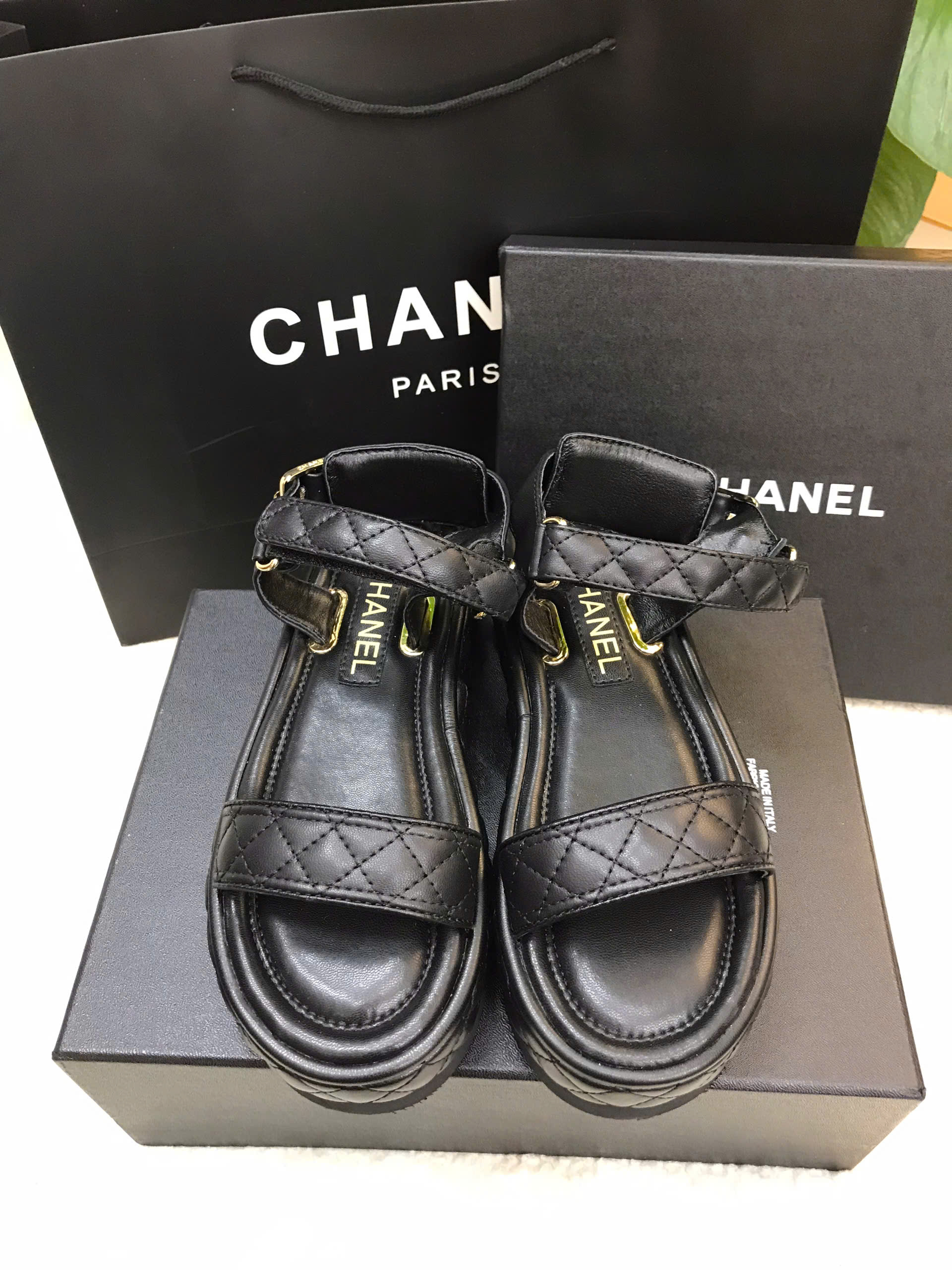 Giày Chanel Black Suede Sandals Siêu Cấp Màu Đen Size 37