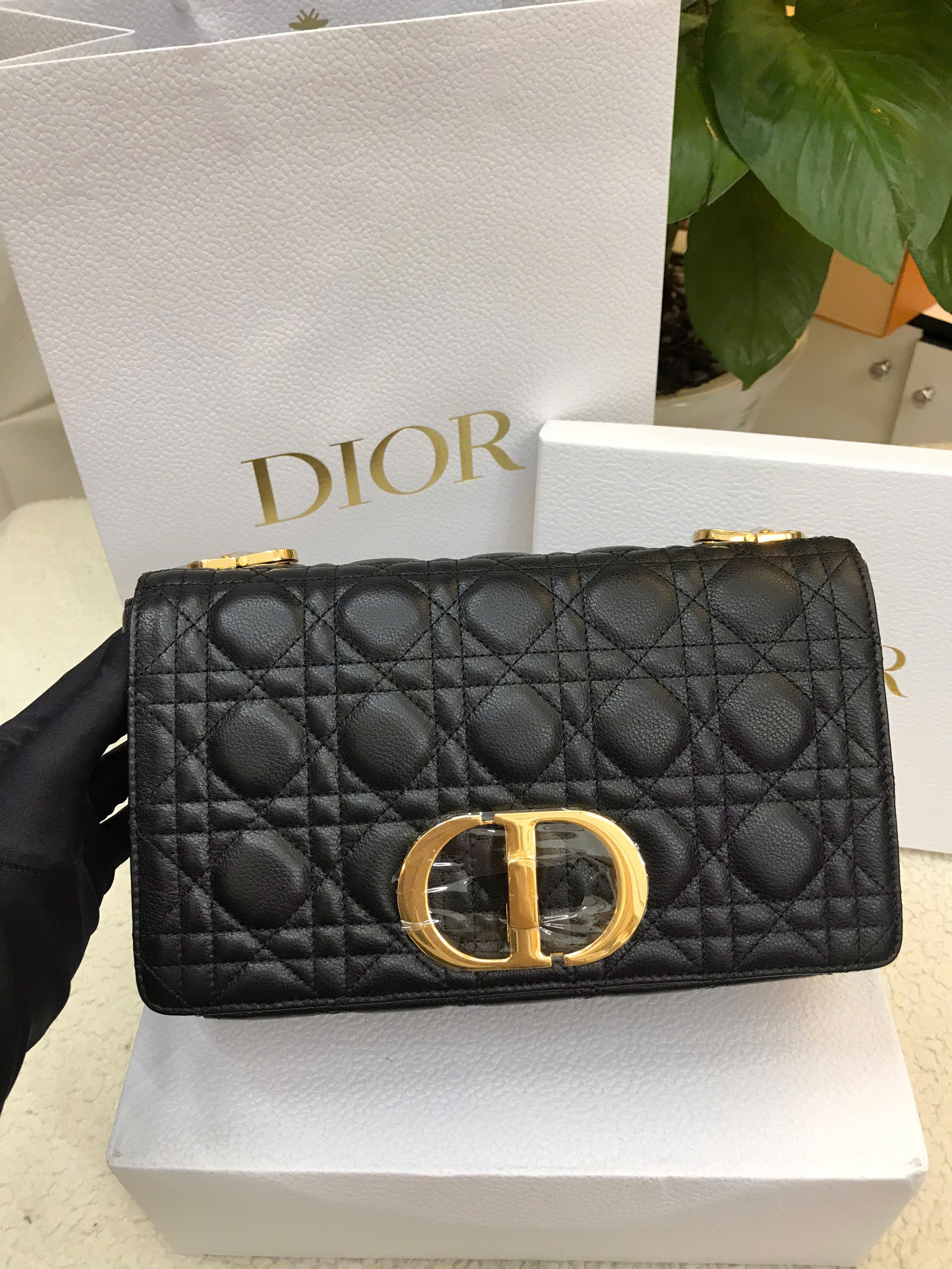 Túi Medium Dior Caro Bag Vip Màu Đen Size 25.5cm