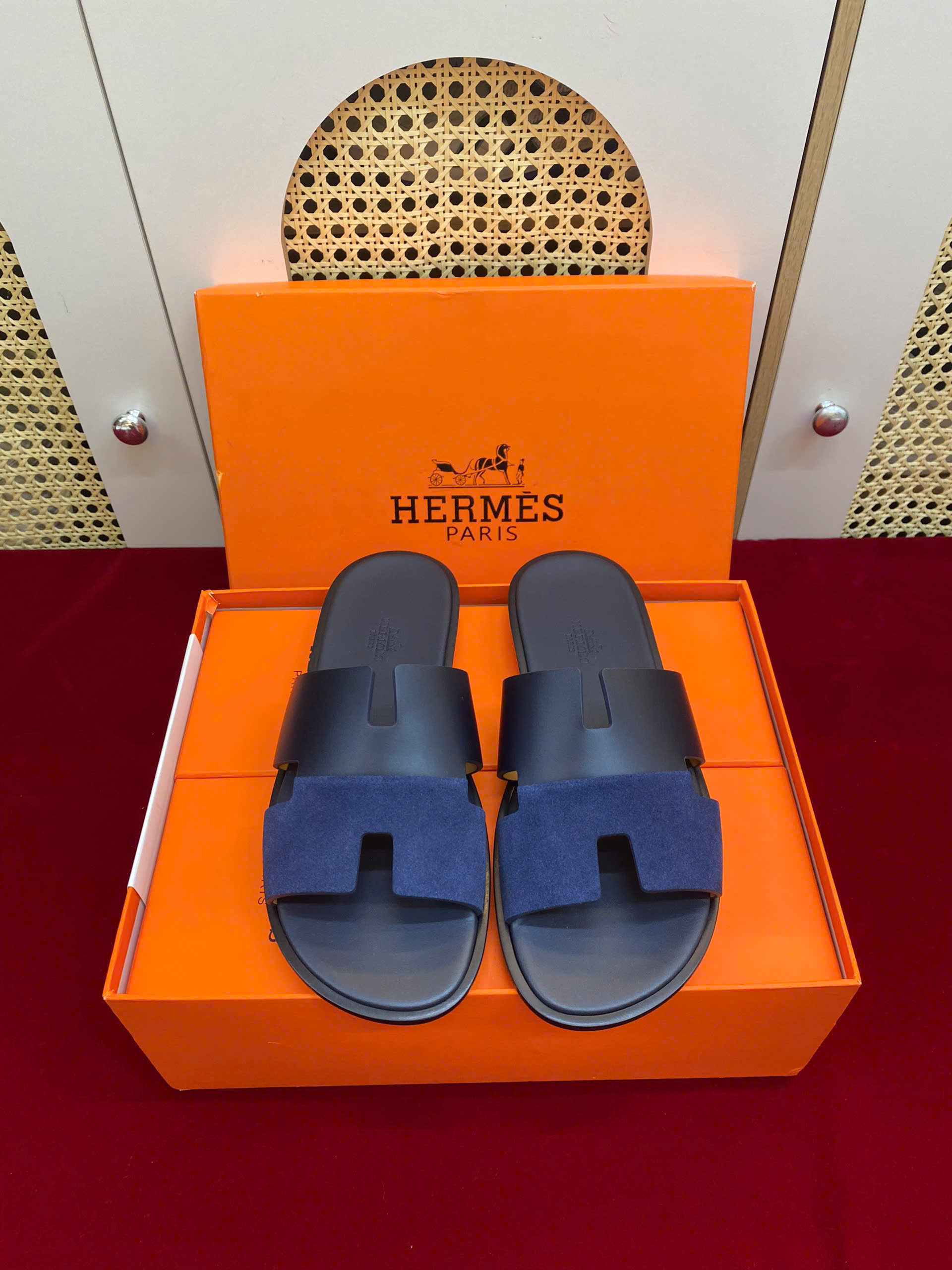 Giày Hermes Izmir Sandal Siêu Cấp Màu Xanh Phối Size 41