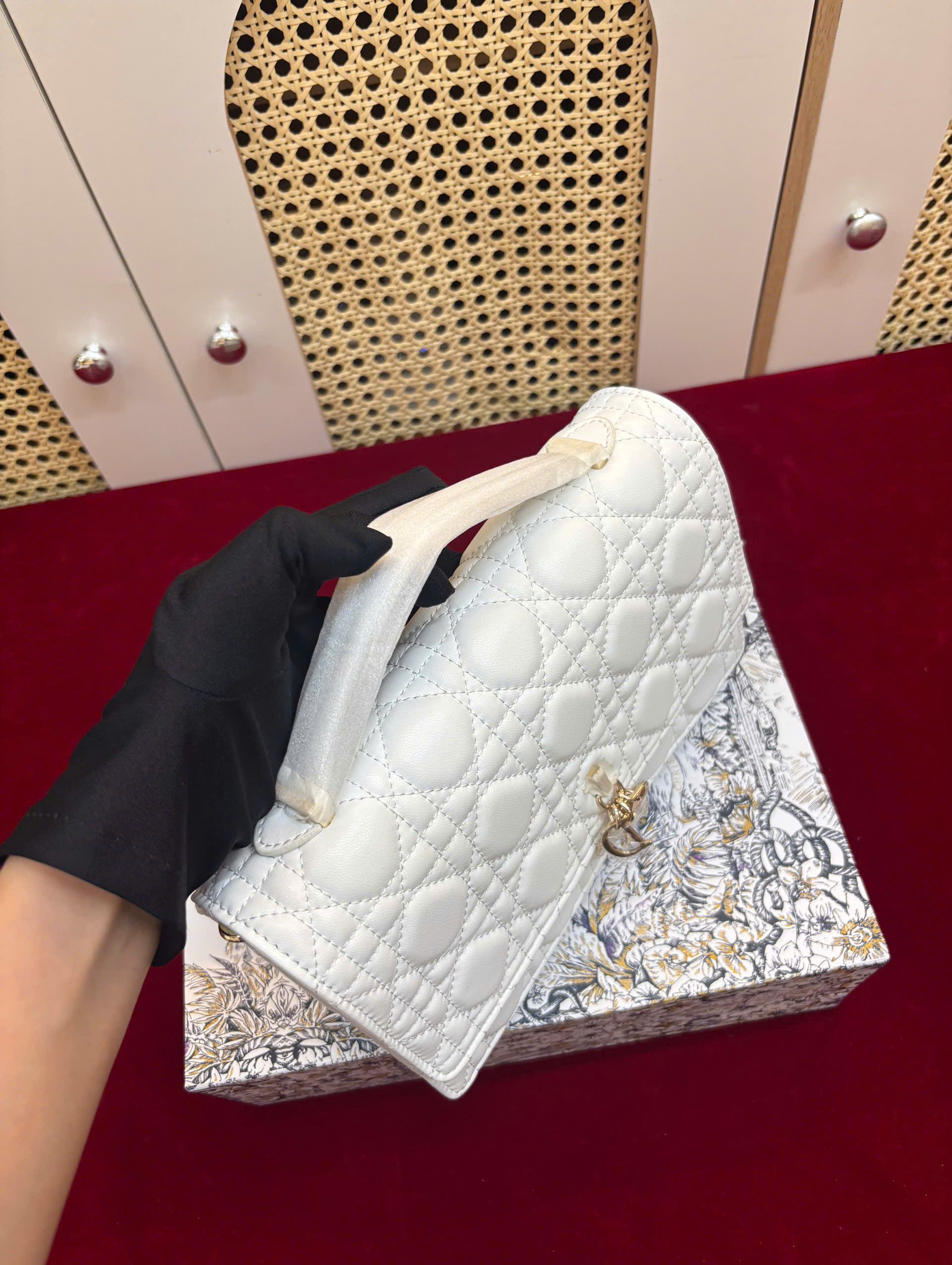 Túi My Dior Top Handle Bag Màu Trắng Super Size 24cm