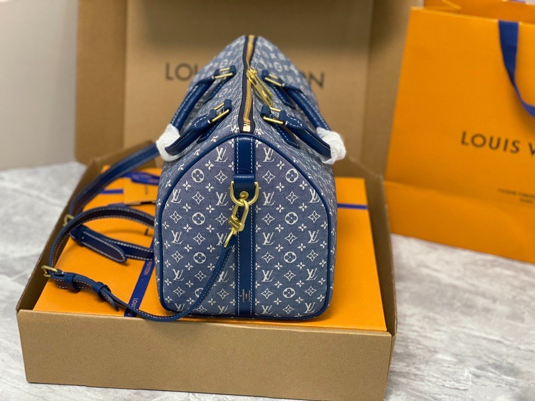 Túi Xách LV Speedy Bandoulière 30  Siêu Cấp Denim Xanh Size 30cm M95224