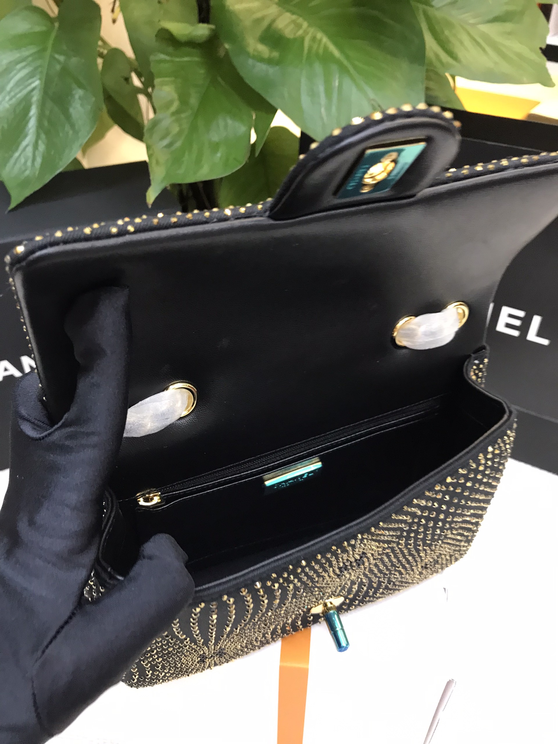 Túi Chanel Evening Bag Vàng Đen Siêu Cấp Size 21cm AS4297