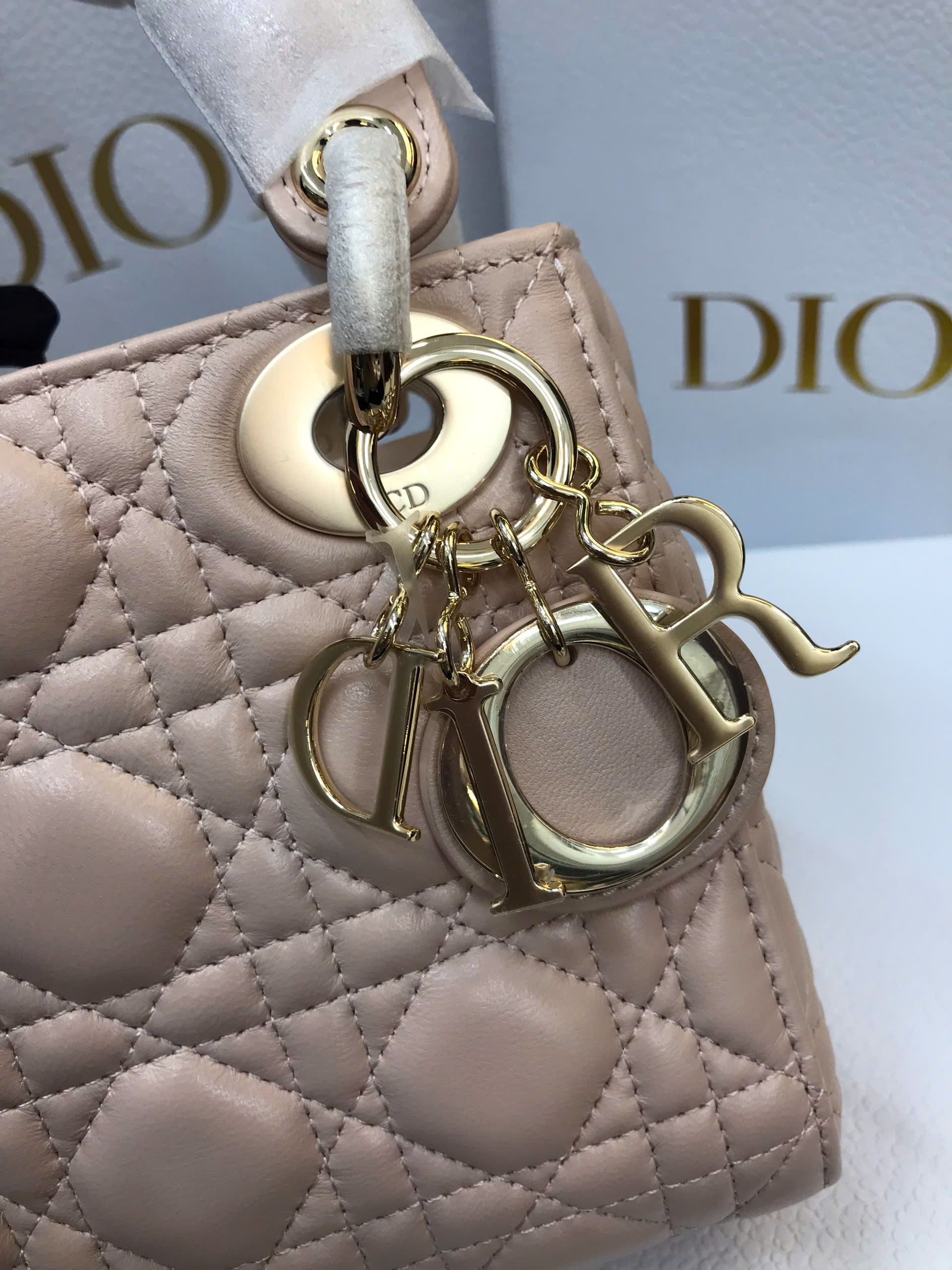 Túi Mini Lady Dior Bag Blush Cannage Lambskin Vip Màu Hồng Size 17cm