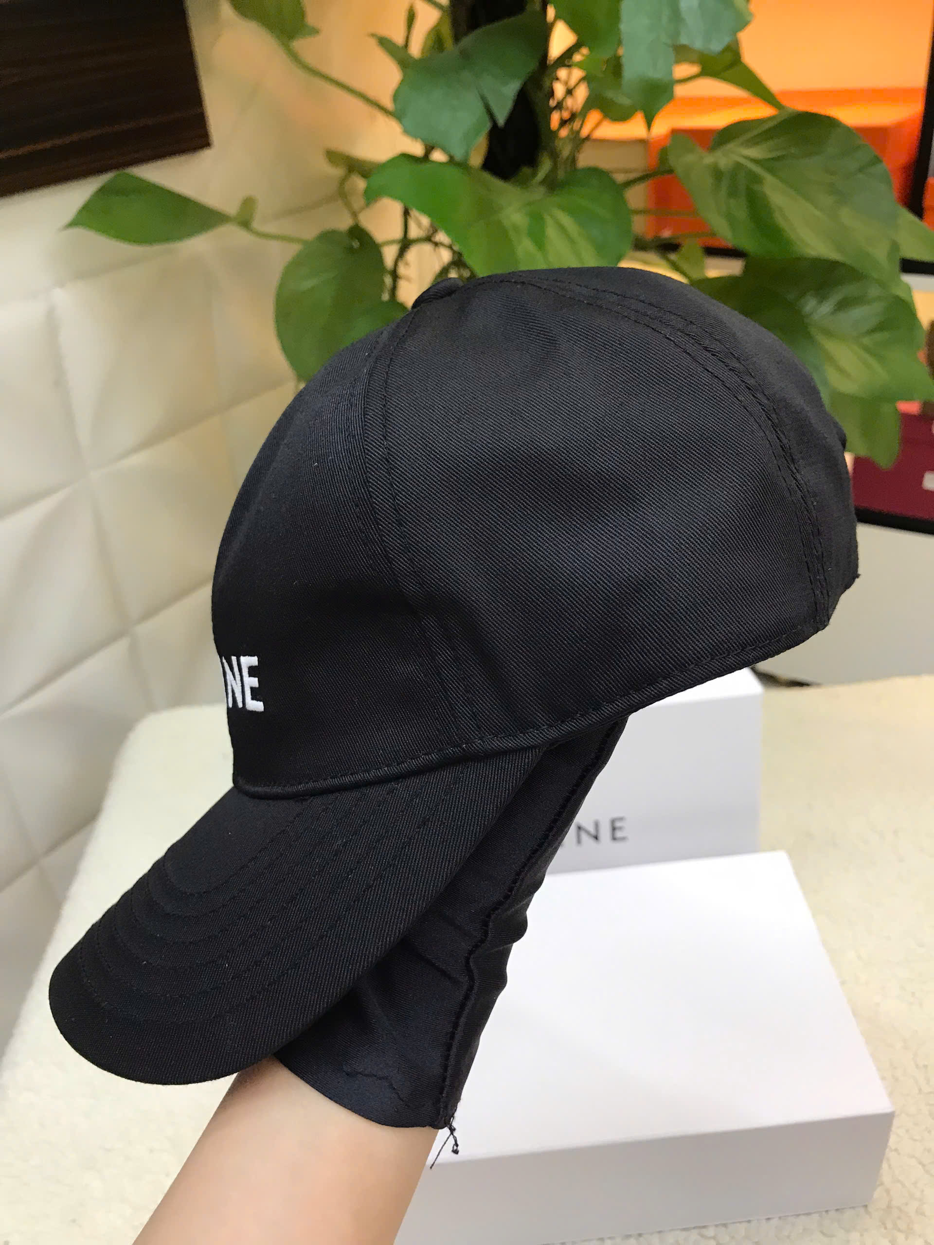 Mũ Celine Baseball Cap In Cotton Black Siêu Cấp