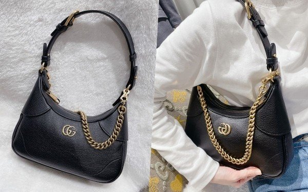 Túi Gucci Aphrodite Embellished Textured-Leather Shoulder Super Màu Đen Size 25cm