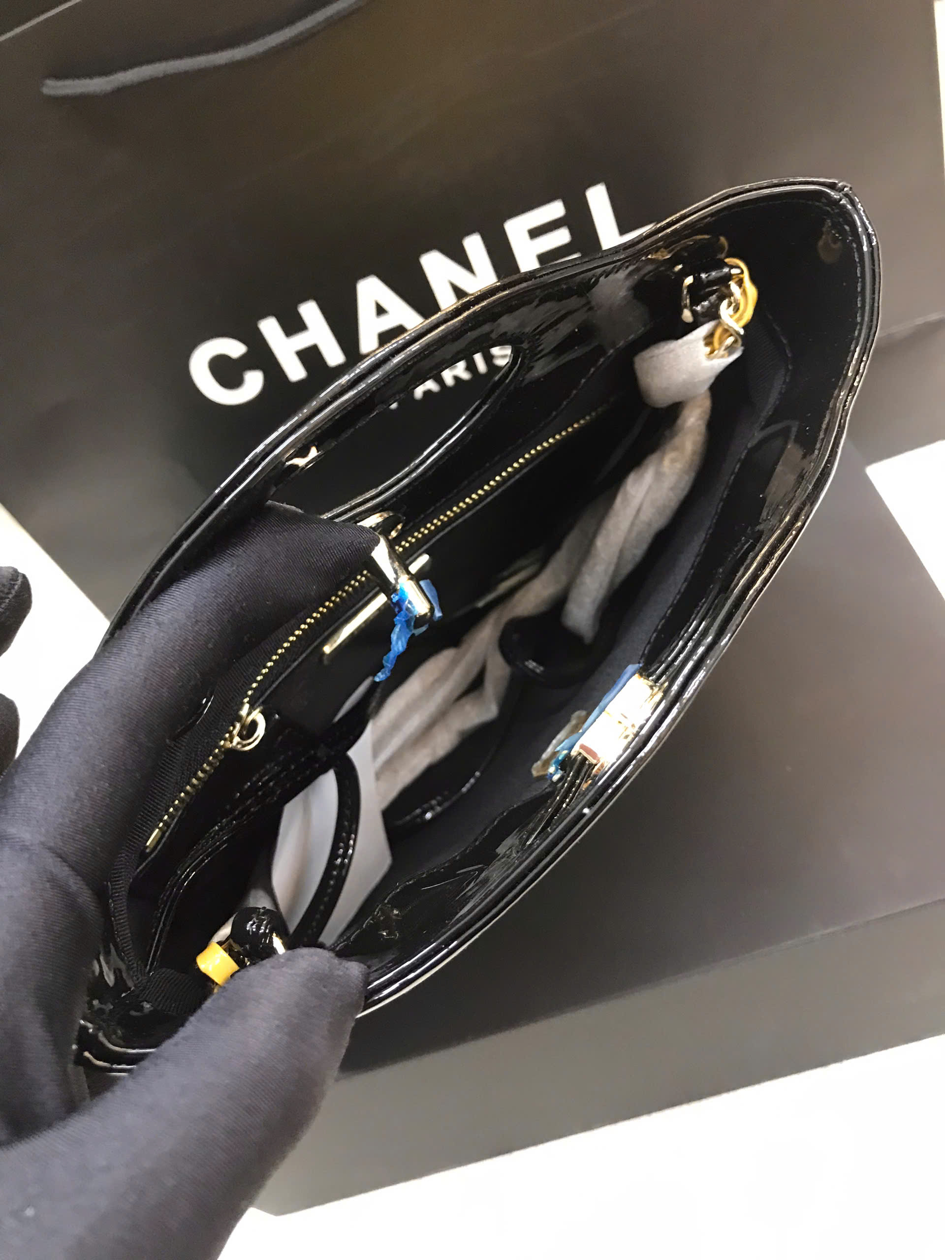 Túi Chanel Mini 31 Bag Patent Black And Yellow Siêu Cấp Size 23cm
