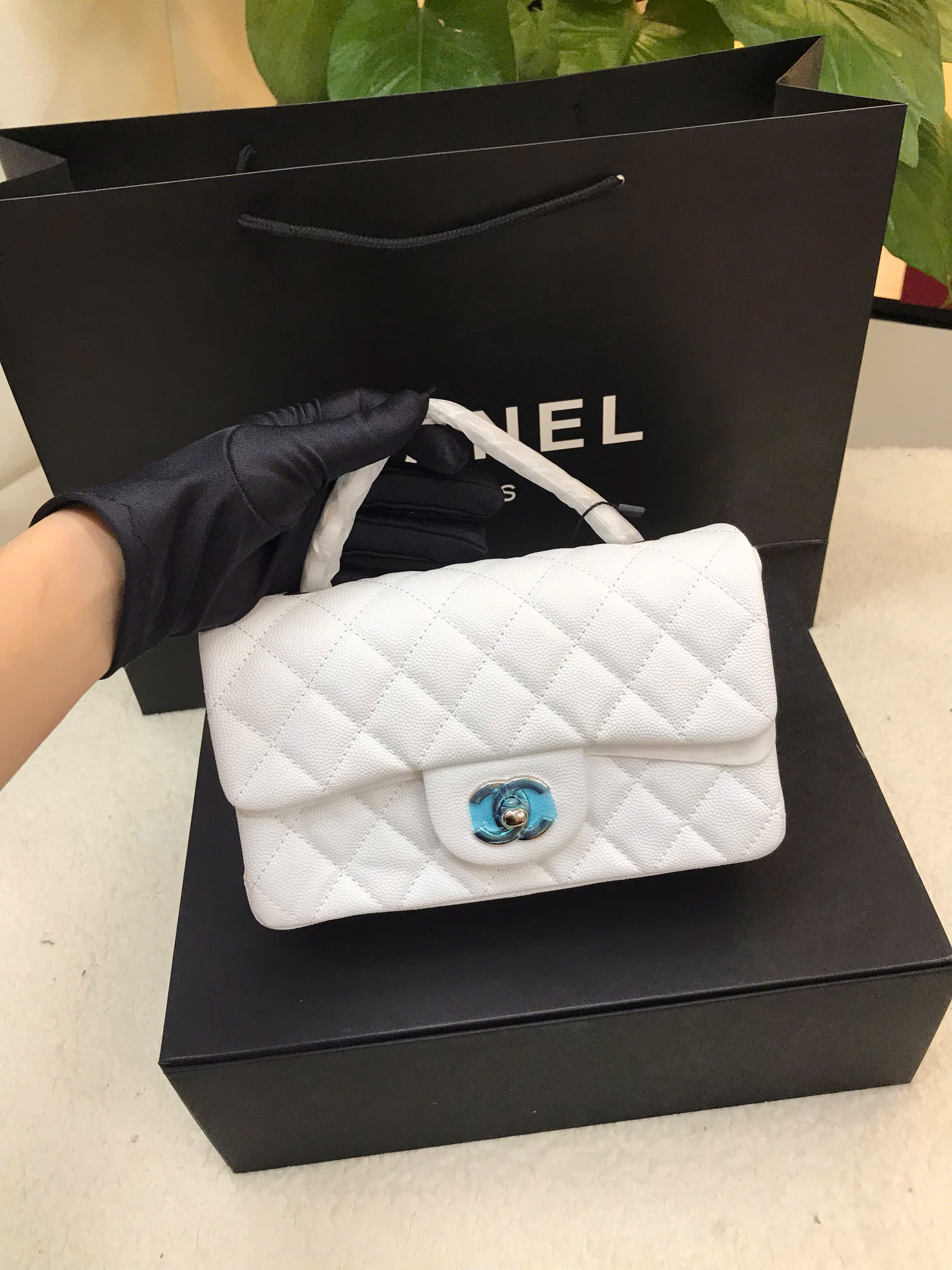 Túi Chanel Classic Mini Siêu Cấp Màu Trắng Size 20cm