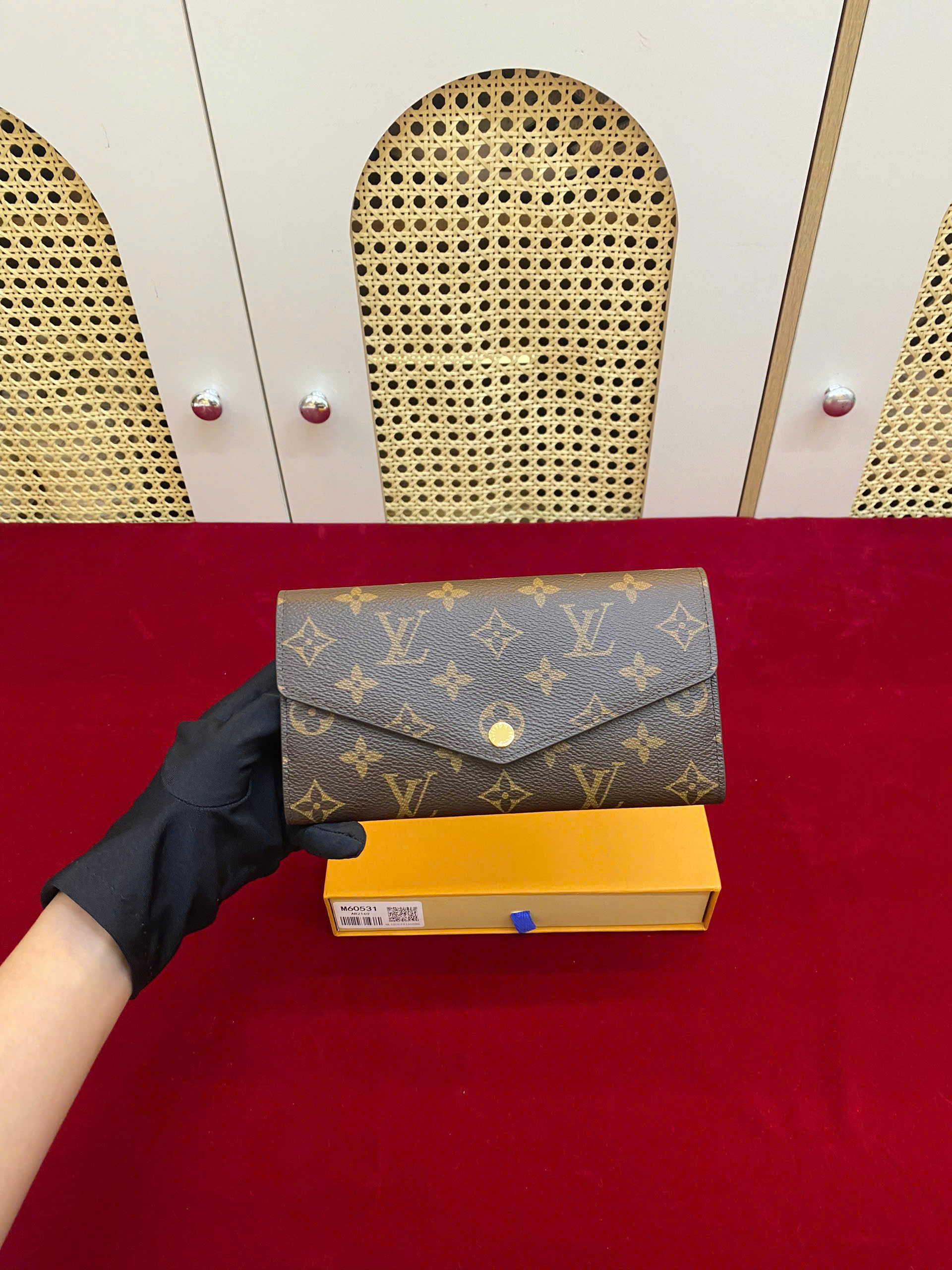 Ví LV Sarah Hoa Nâu Lót Nâu Siêu Cấp Size 19cm M60531