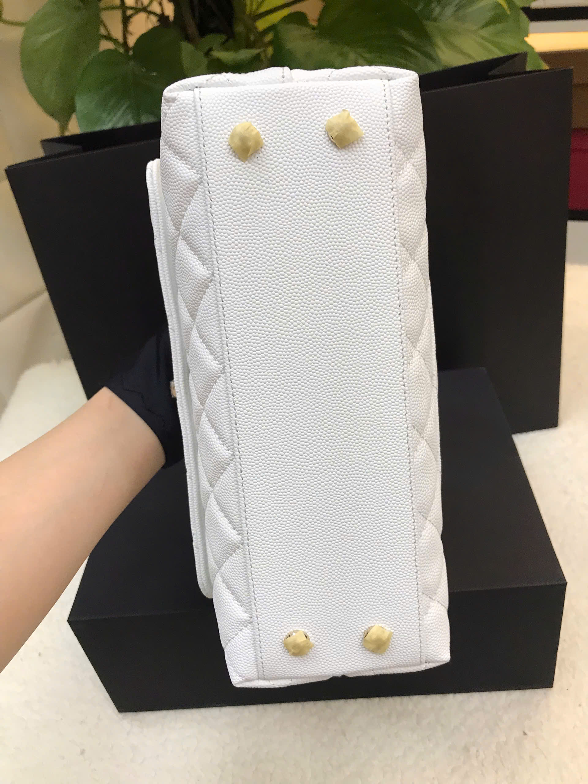 Túi Chanel Caviar Quilted Coco 9.5 Flap White Siêu Cấp Màu Trắng Size 22cm