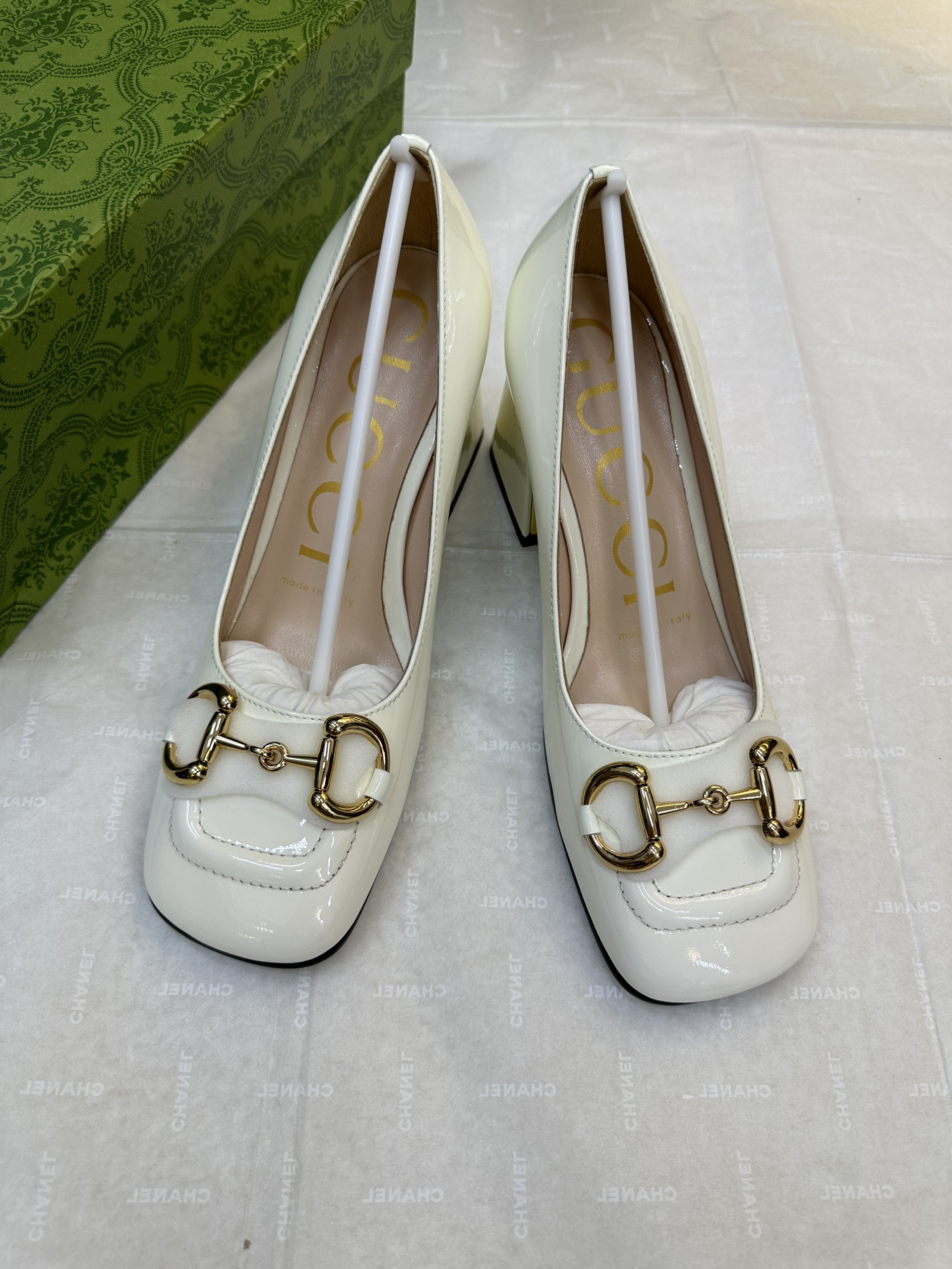 Giày Gucci Mid-Heel Pump With Horsebit White Siêu Cấp Size 38