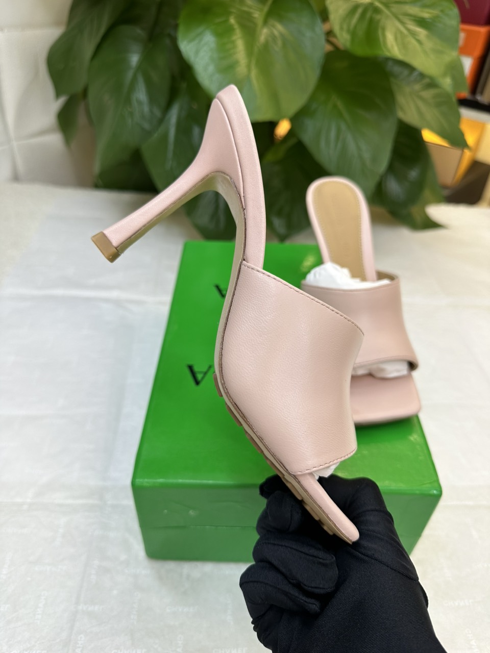 Giày Bottega Veneta Stretch Mule Leather Mules Siêu Cấp Màu Hồng Size 36