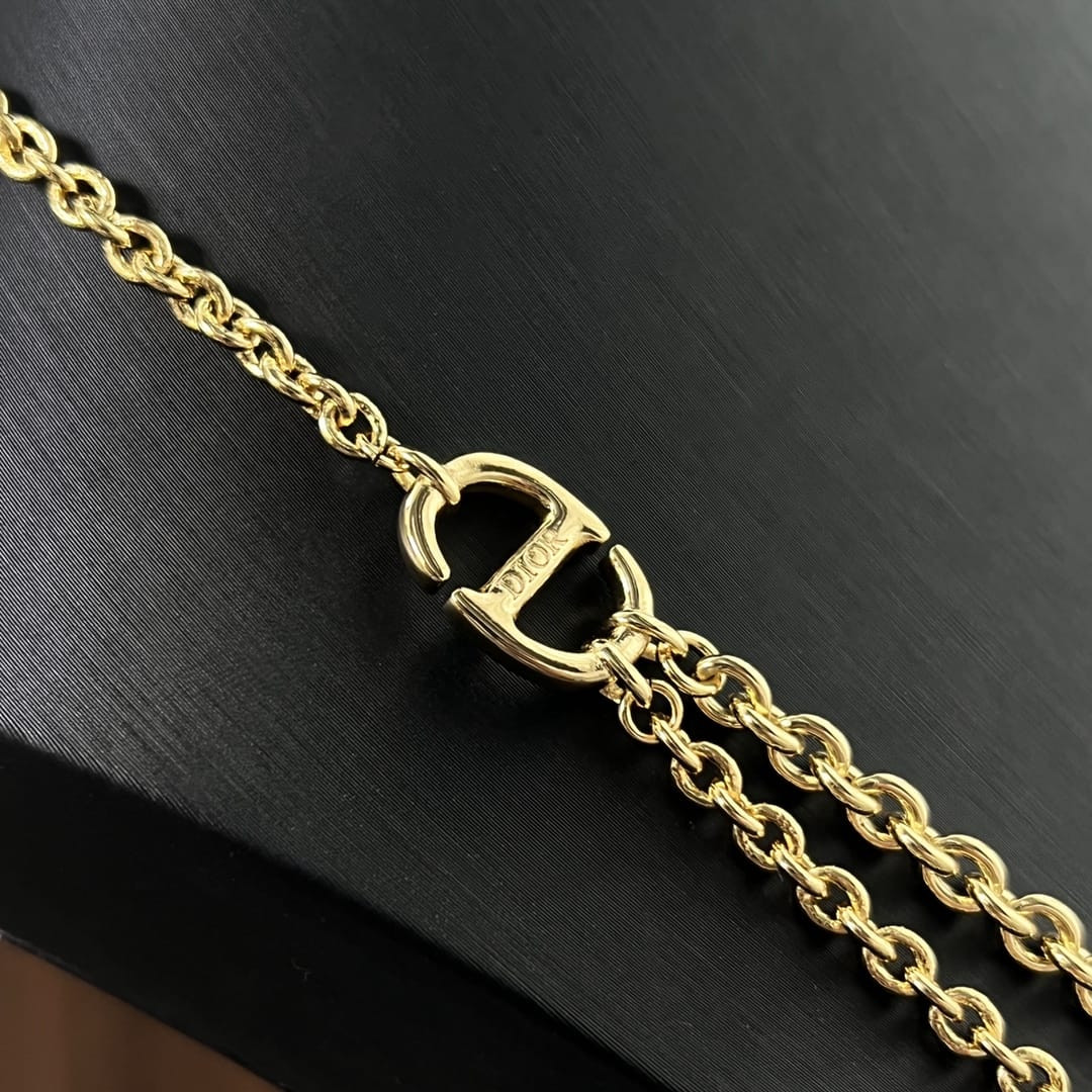 Vòng Cổ Dior 2 Lớp CD Navy Necklace Gold-Finish Metal N2015WOMMT_D300