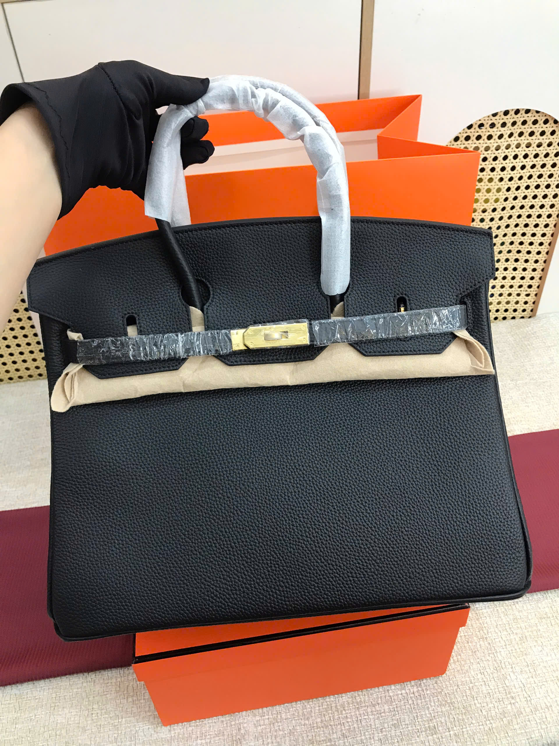 Túi Hermes Birkin Super Màu Đen Lót Hồng Size 35cm