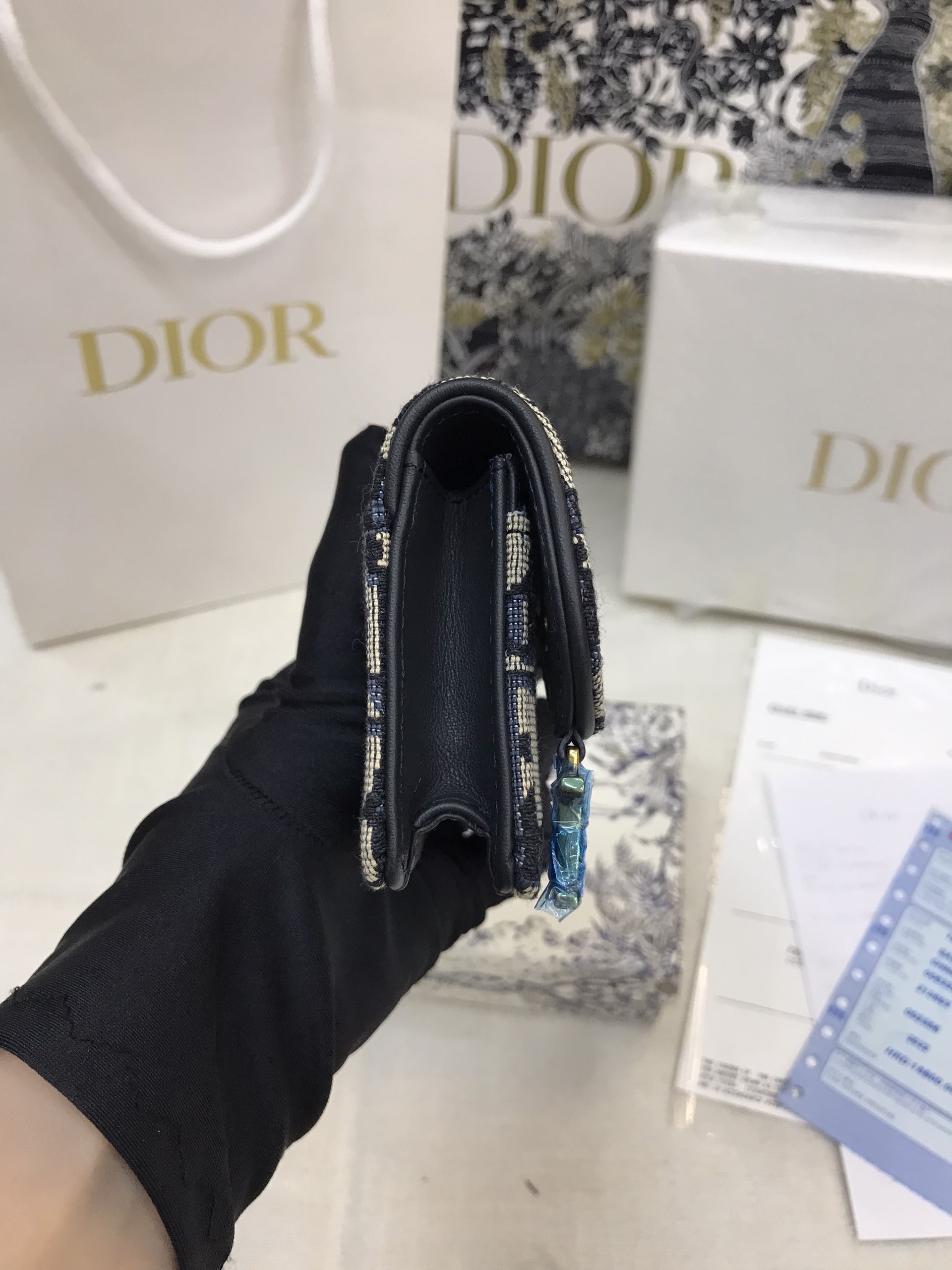 Ví Saddle Lotus Wallet Blue Dior Oblique Jacquard Siêu Cấp