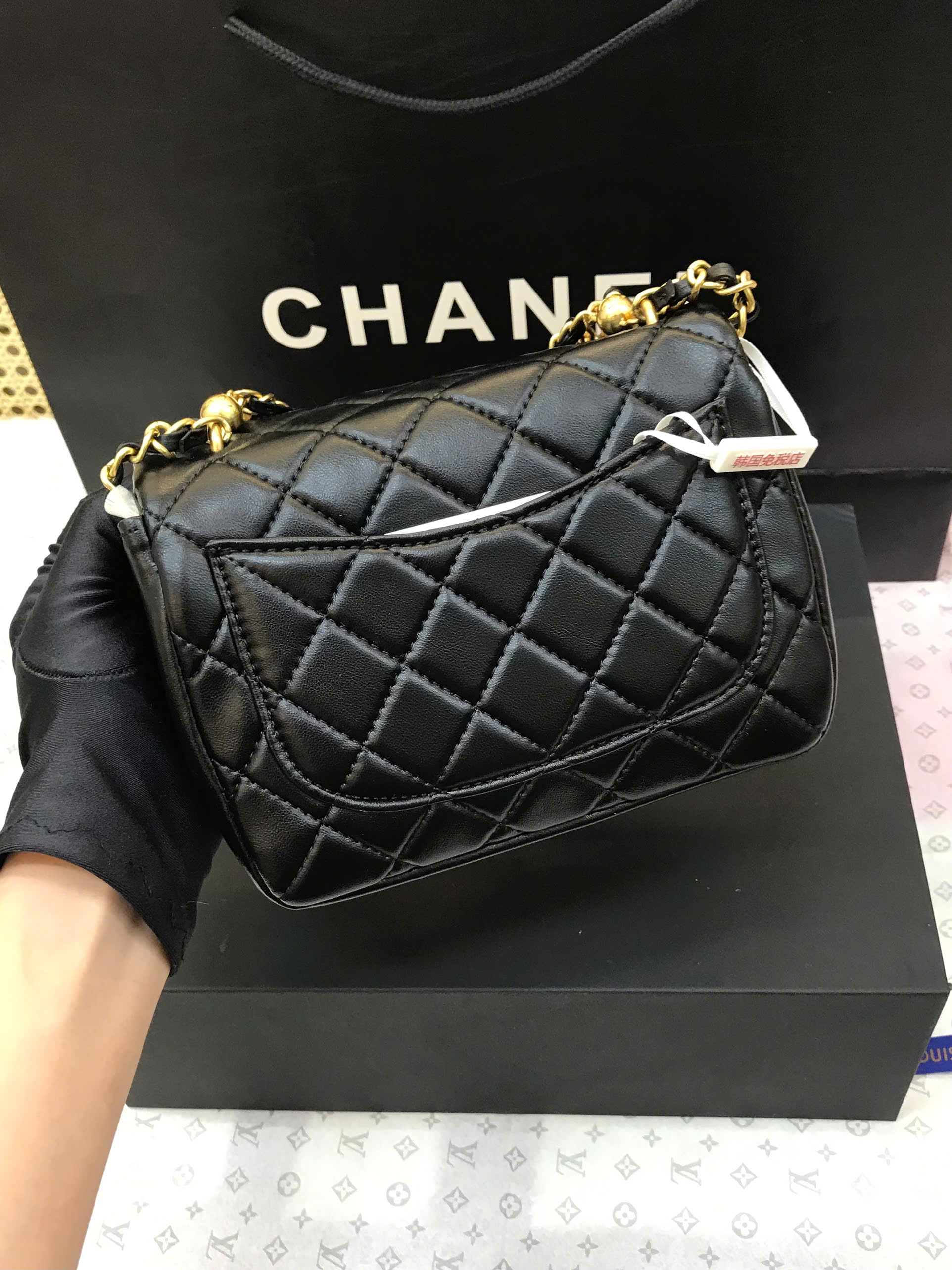 Túi Chanel 24P Classic Ngọc Trai Super Màu Đen Size 17cm