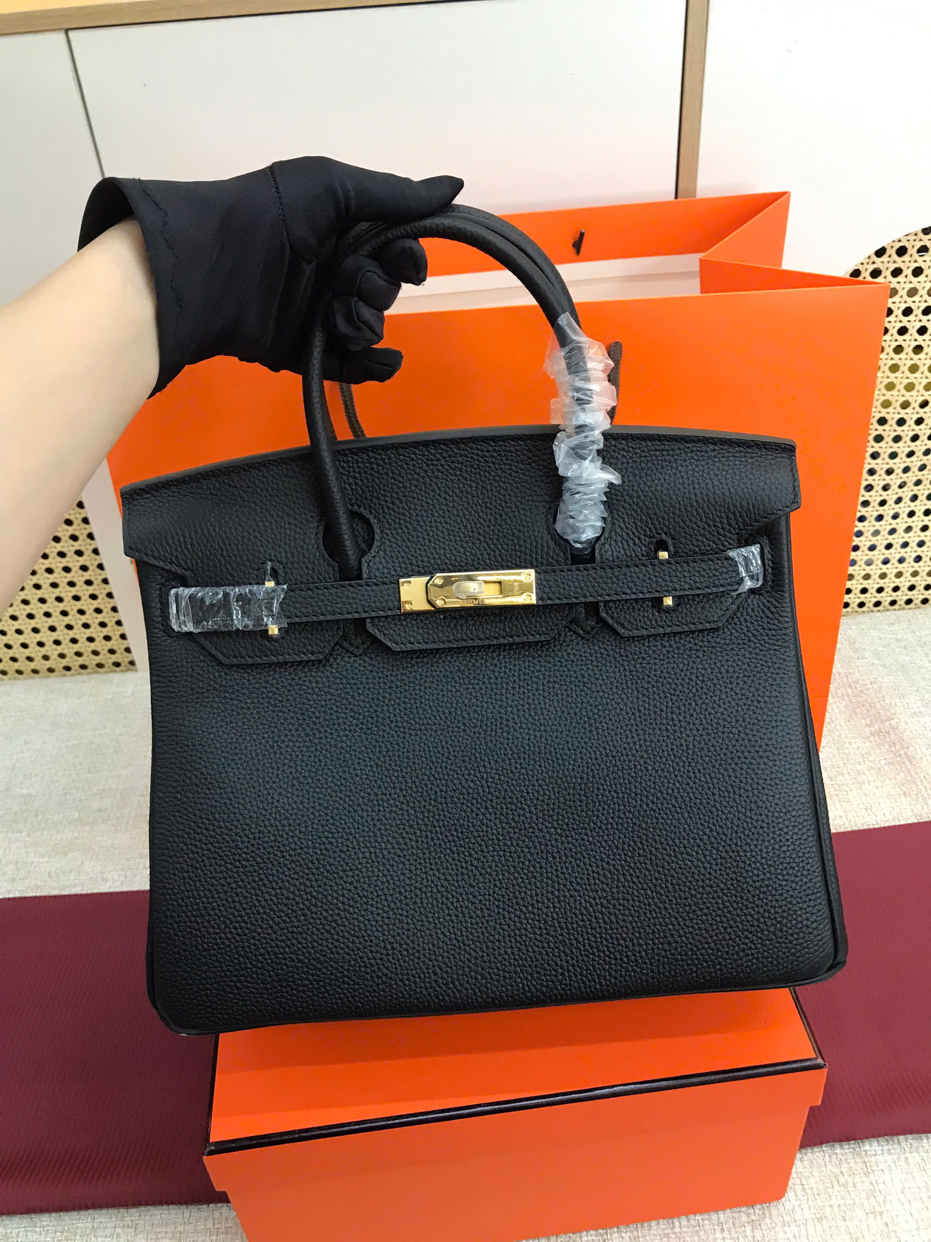 Túi Hermes Birkin Super Màu Đen Lót Hồng Size 30cm