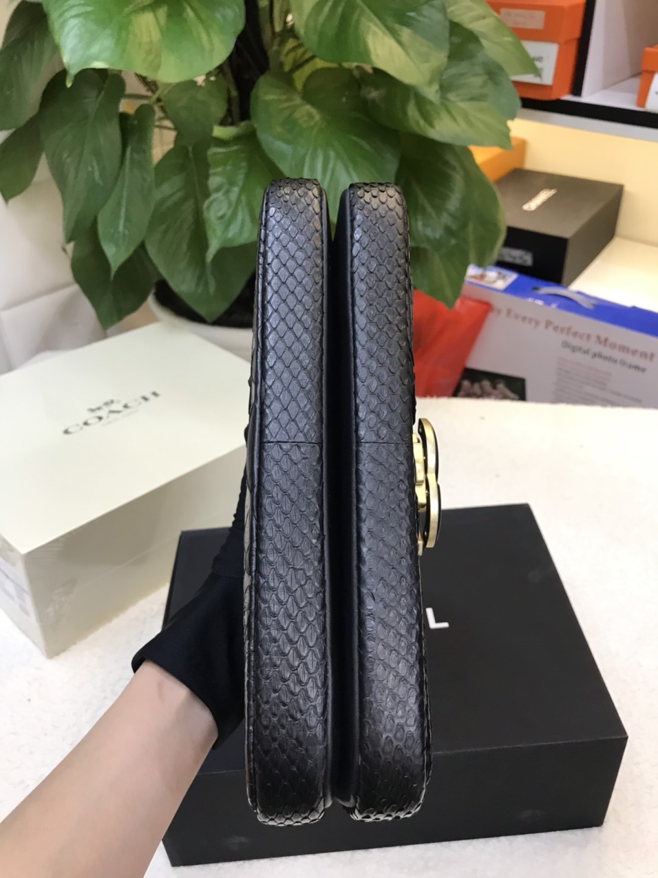 Túi Chanel Python Handbag Black Da Rắn Màu Đen