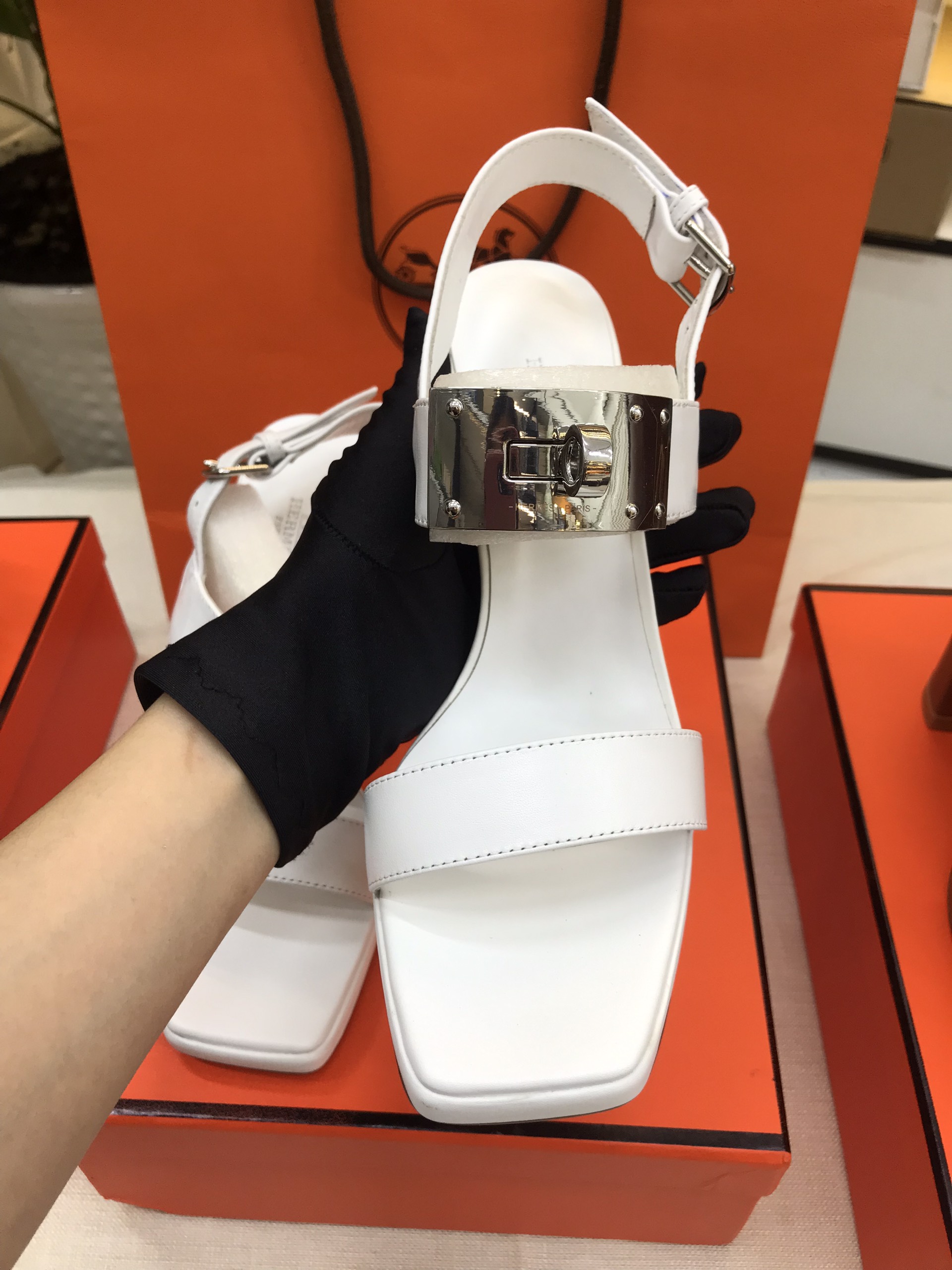 Giày Hermes Ilona 90 Sandal Siêu Cấp Màu Trắng Size 39