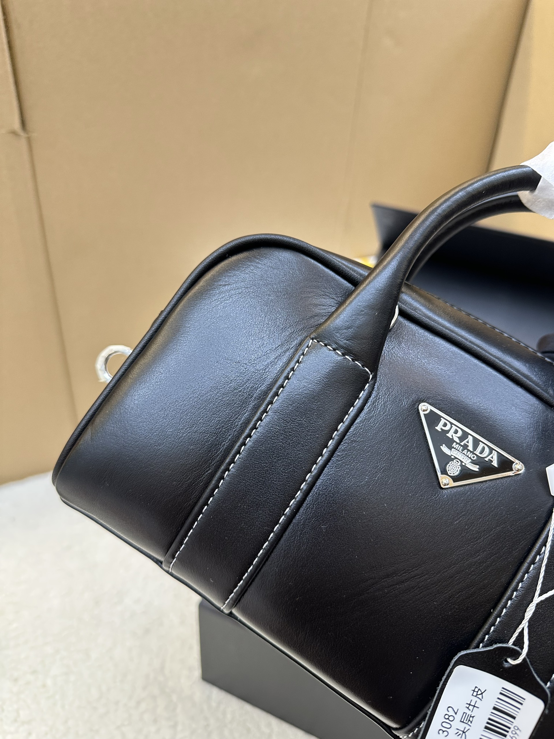 Túi Prada Hand Bag Leather Black Size 25cm