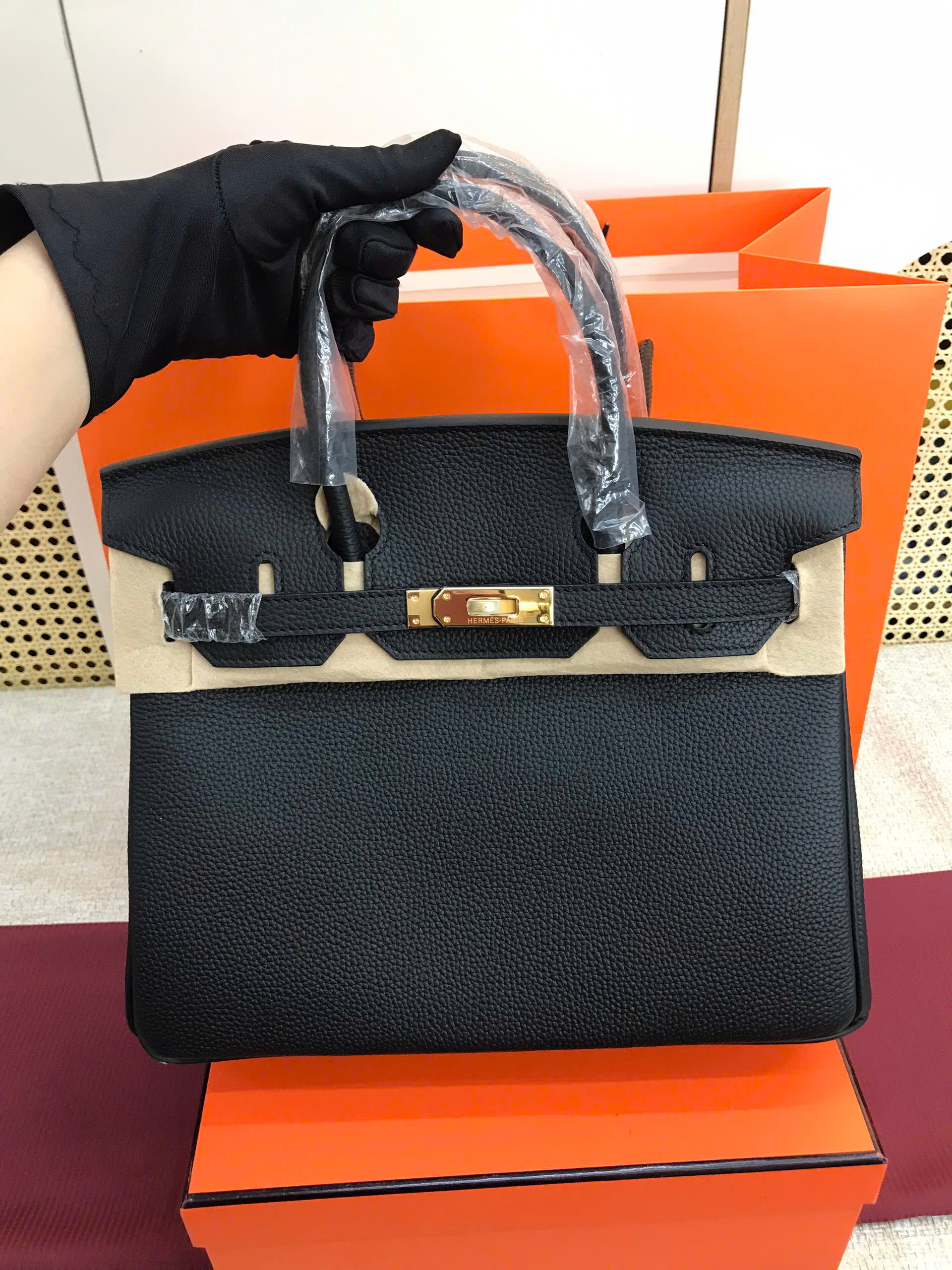 Túi Hermes Birkin Super Màu Đen Lót Hồng Size 30cm