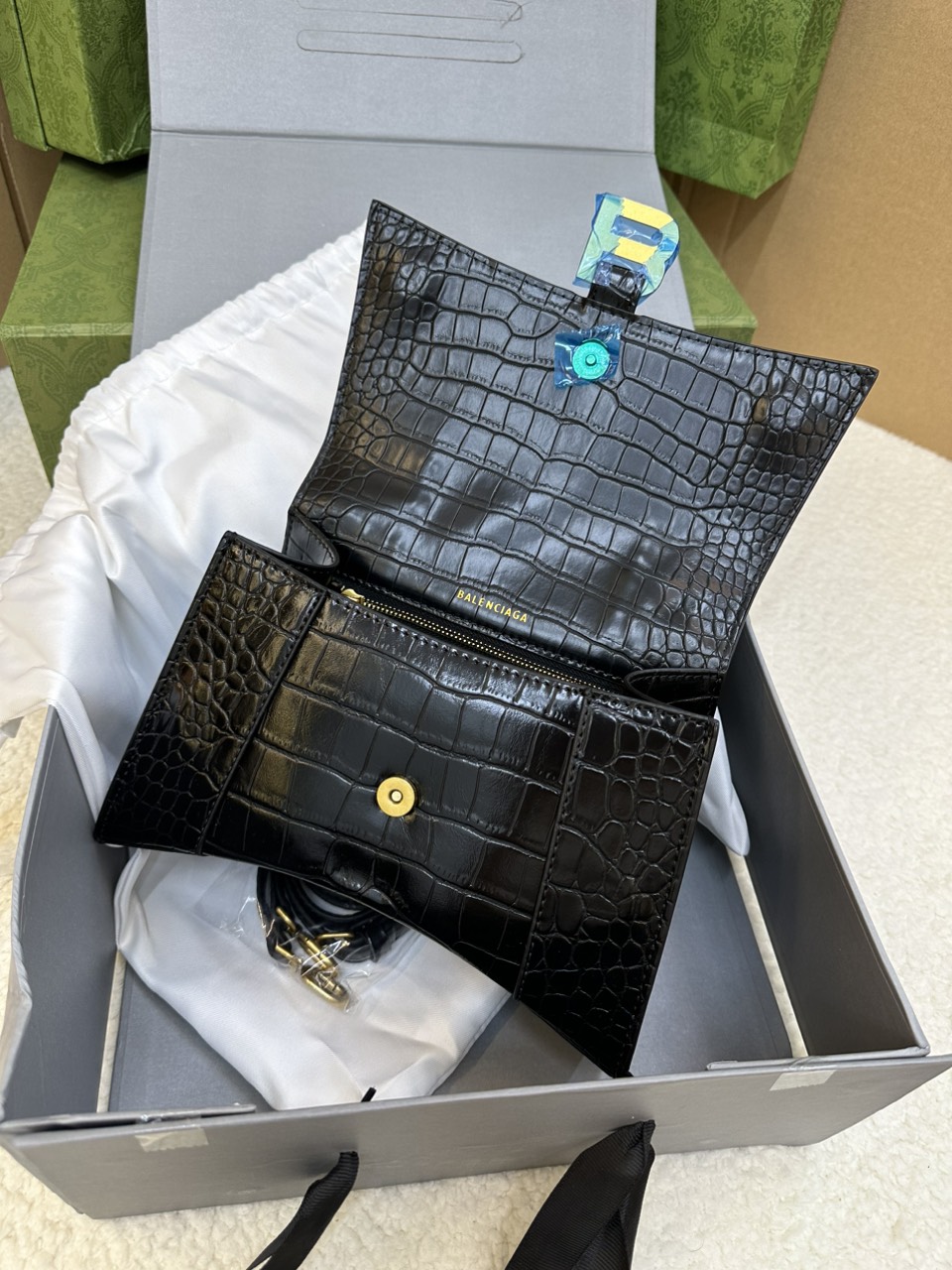 Túi Xách Tay Balenciaga Hourglass XS Top Handle Bag Super Màu Đen Size 23cm