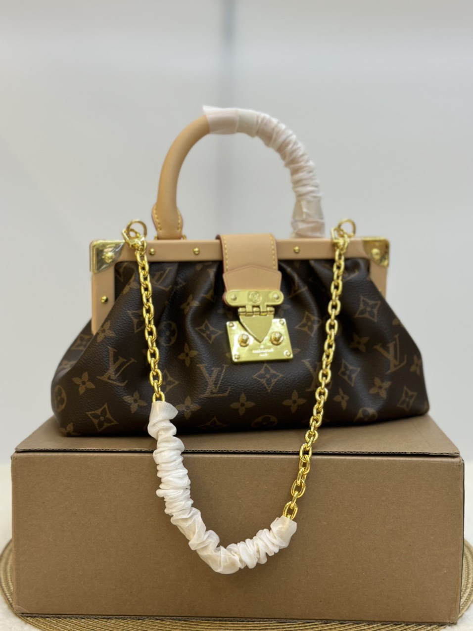 Túi Xách LV Monogram Clutch Super Màu Nâu Size 28cm Full Box