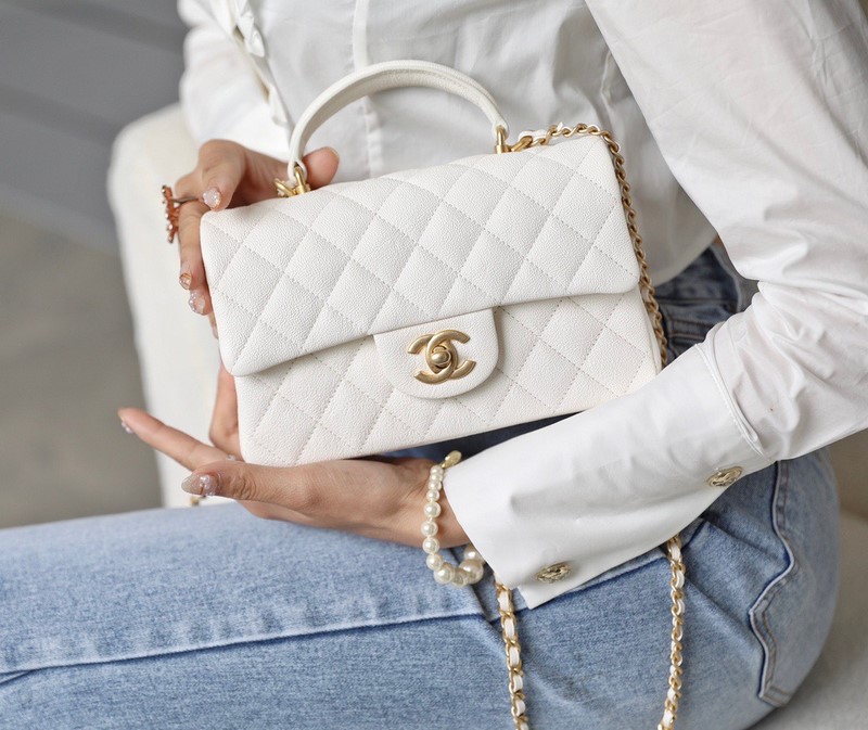 Túi Xách Chanel MINI Flap Bag White Gold