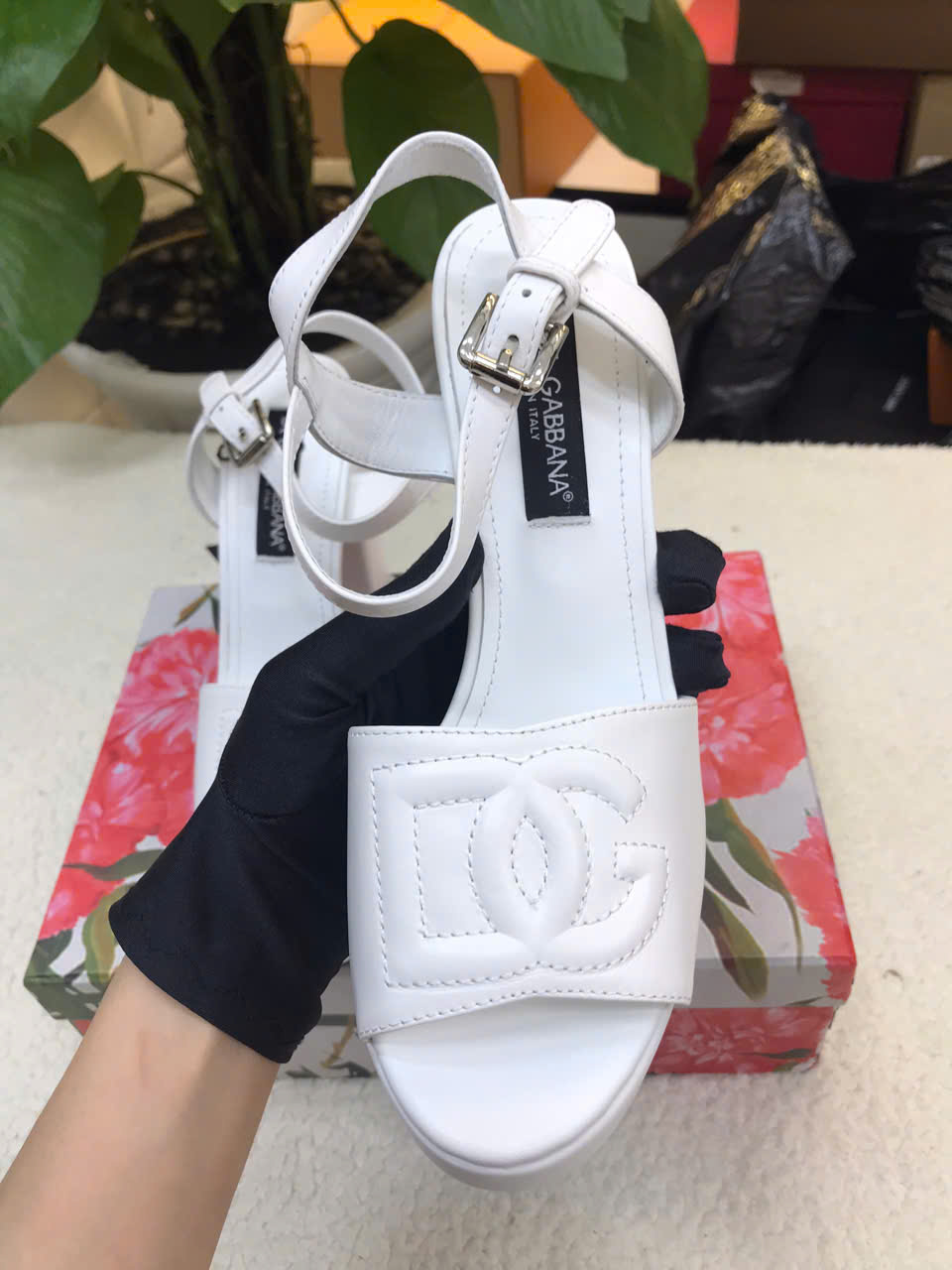 Giày D&G Calfskin Platform Sandals Siêu Cấp Màu Trắng Size 36