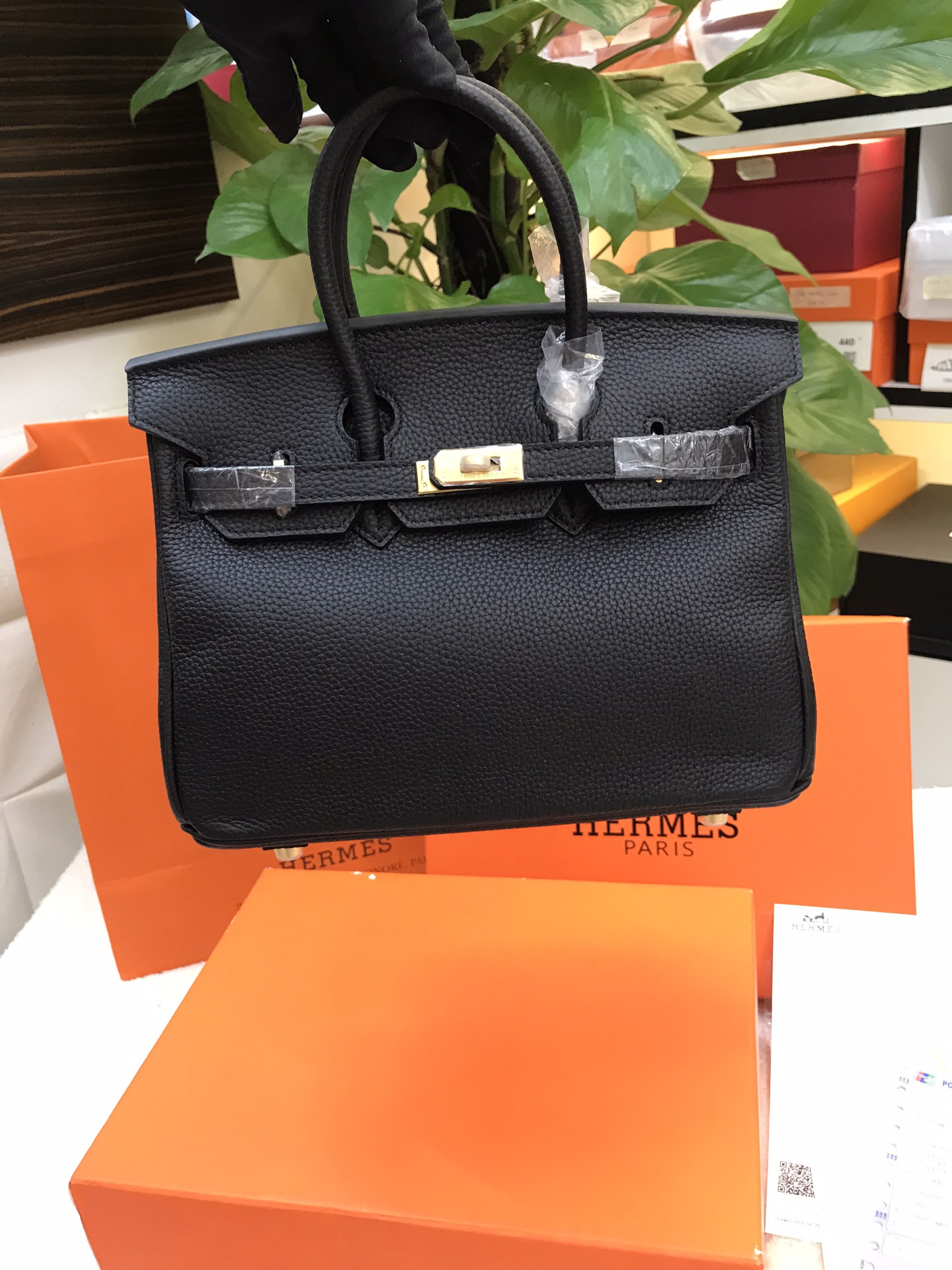 Túi Hermes Birkin 25 Super Màu Đen Khóa Vàng 25cm