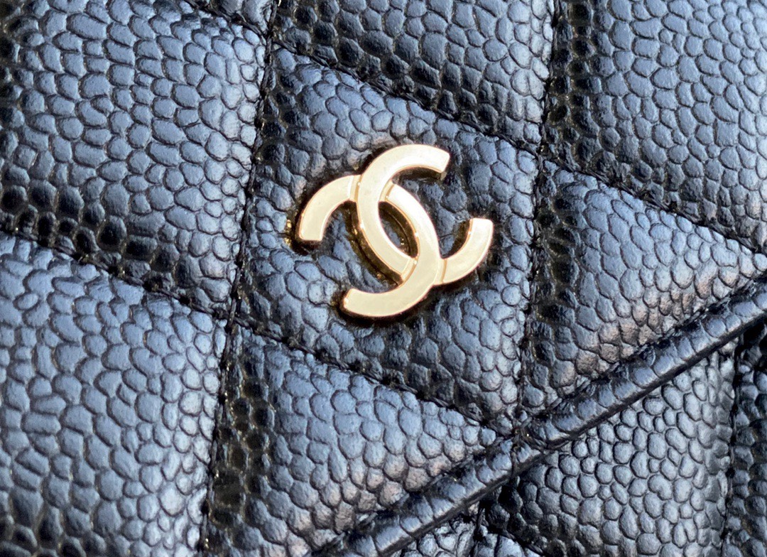 Túi Xách Chanel WOC Siêu Cấp Màu Đen Da Hạt Khóa Vàng Size 12*19*4cm