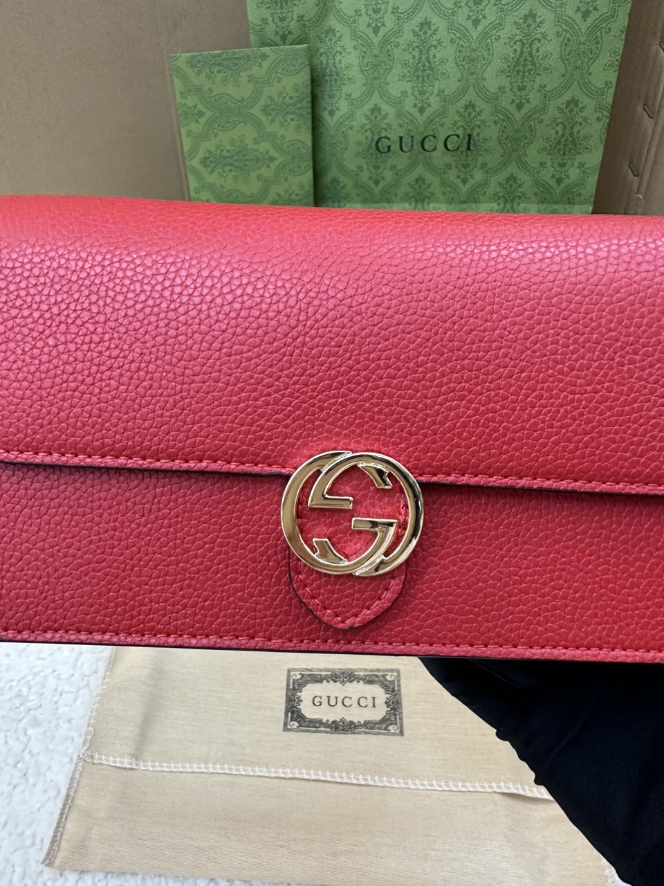 Túi/Ví Gucci Long Wallet Interlocking Super G GG Logo Màu Đỏ Size 20cm 615524