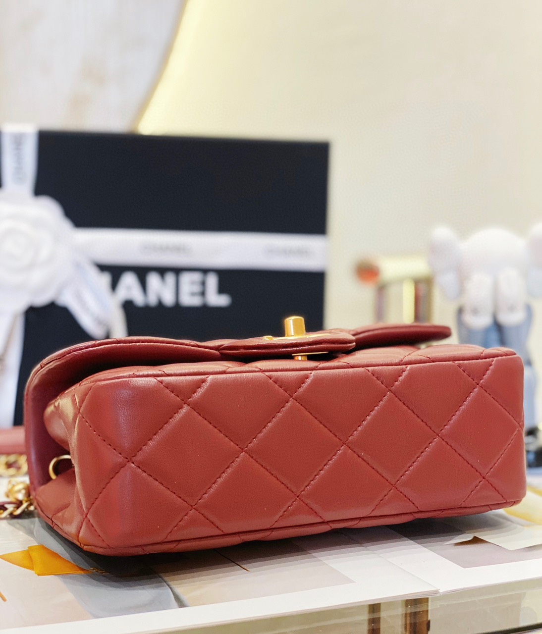 Túi Xách Chanel Classic 23A Siêu Cấp Da Lì Màu Đỏ Size 21cm