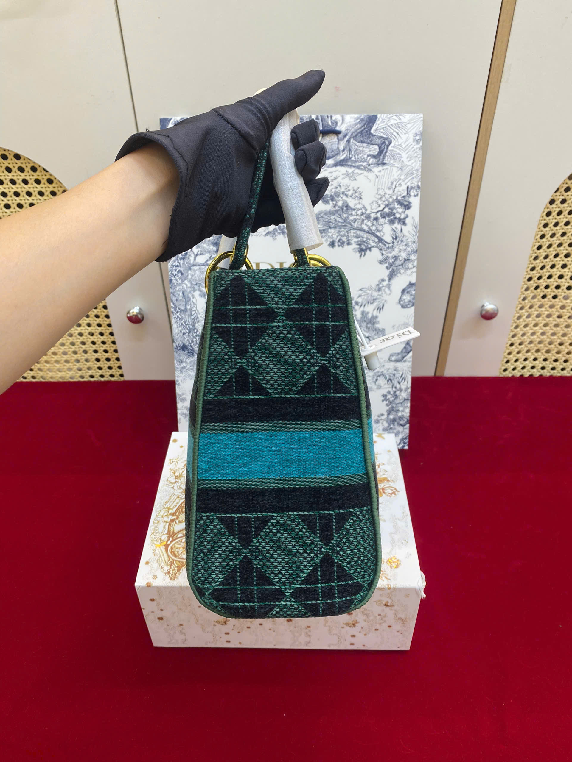 Túi Xách Dior Lady Super D-Lite In Green Size 24cm