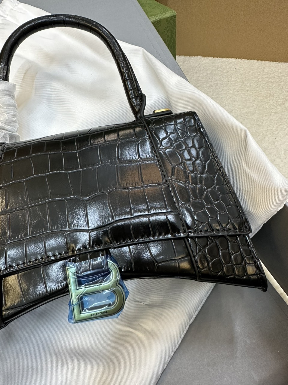 Túi Xách Tay Balenciaga Hourglass XS Top Handle Bag Super Màu Đen Size 23cm