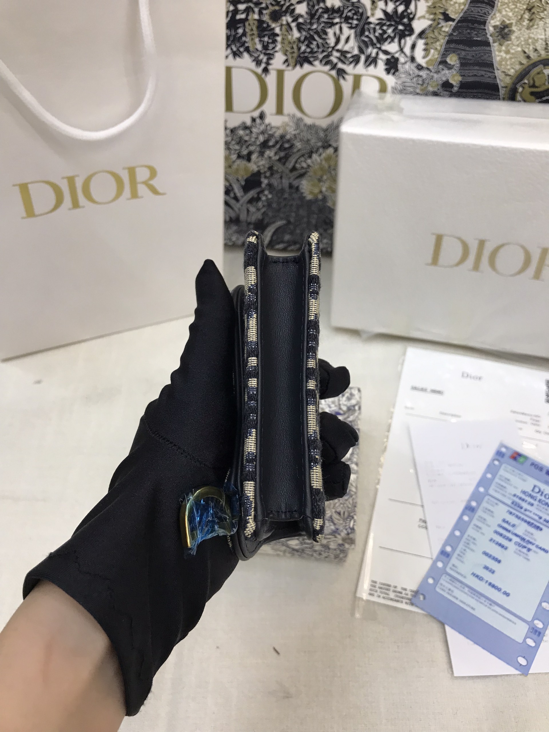 Ví Saddle Lotus Wallet Blue Dior Oblique Jacquard Siêu Cấp