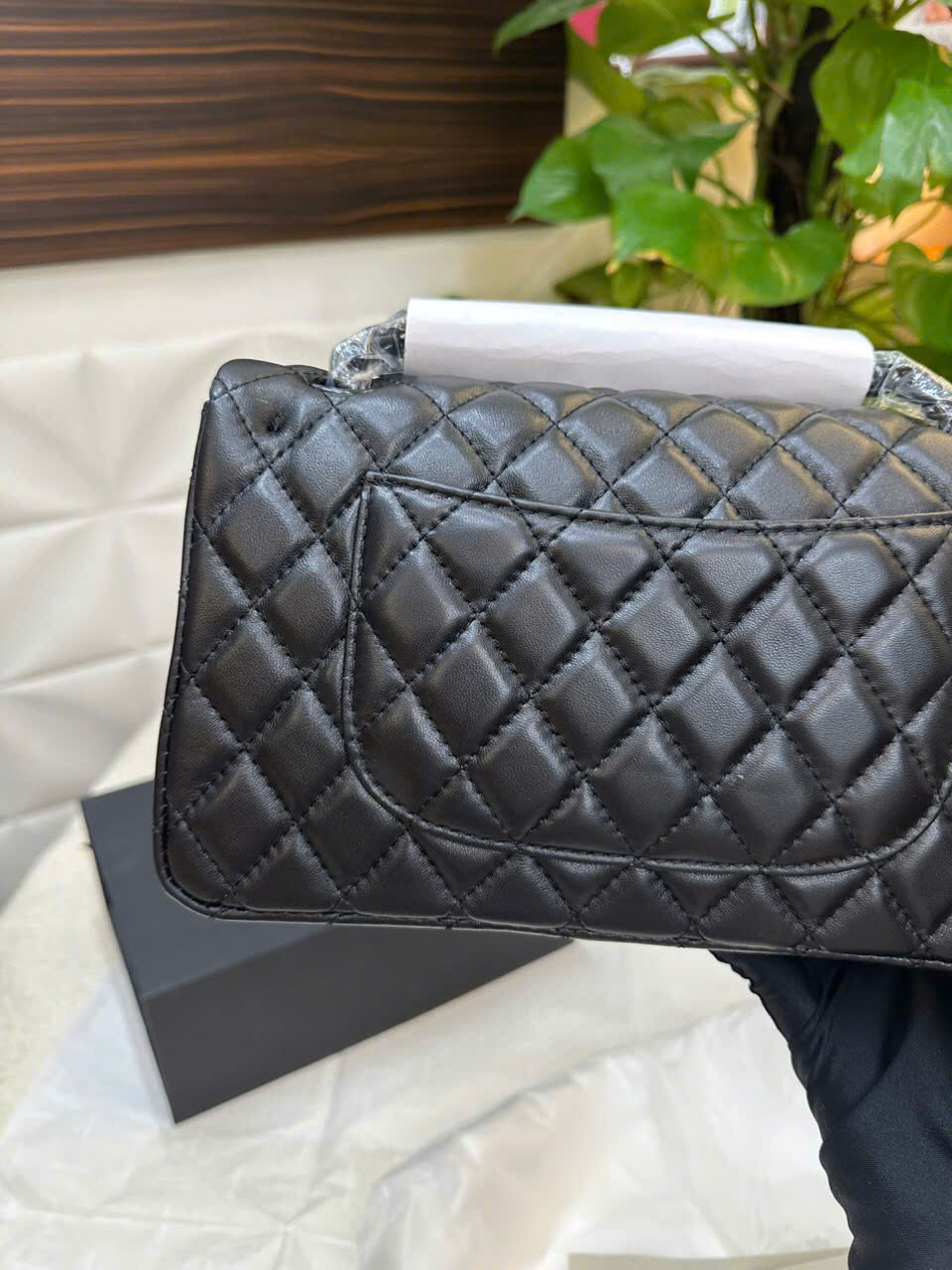 Túi Chanel Classic Flap Super Màu Đen Khóa Đen Size 25cm