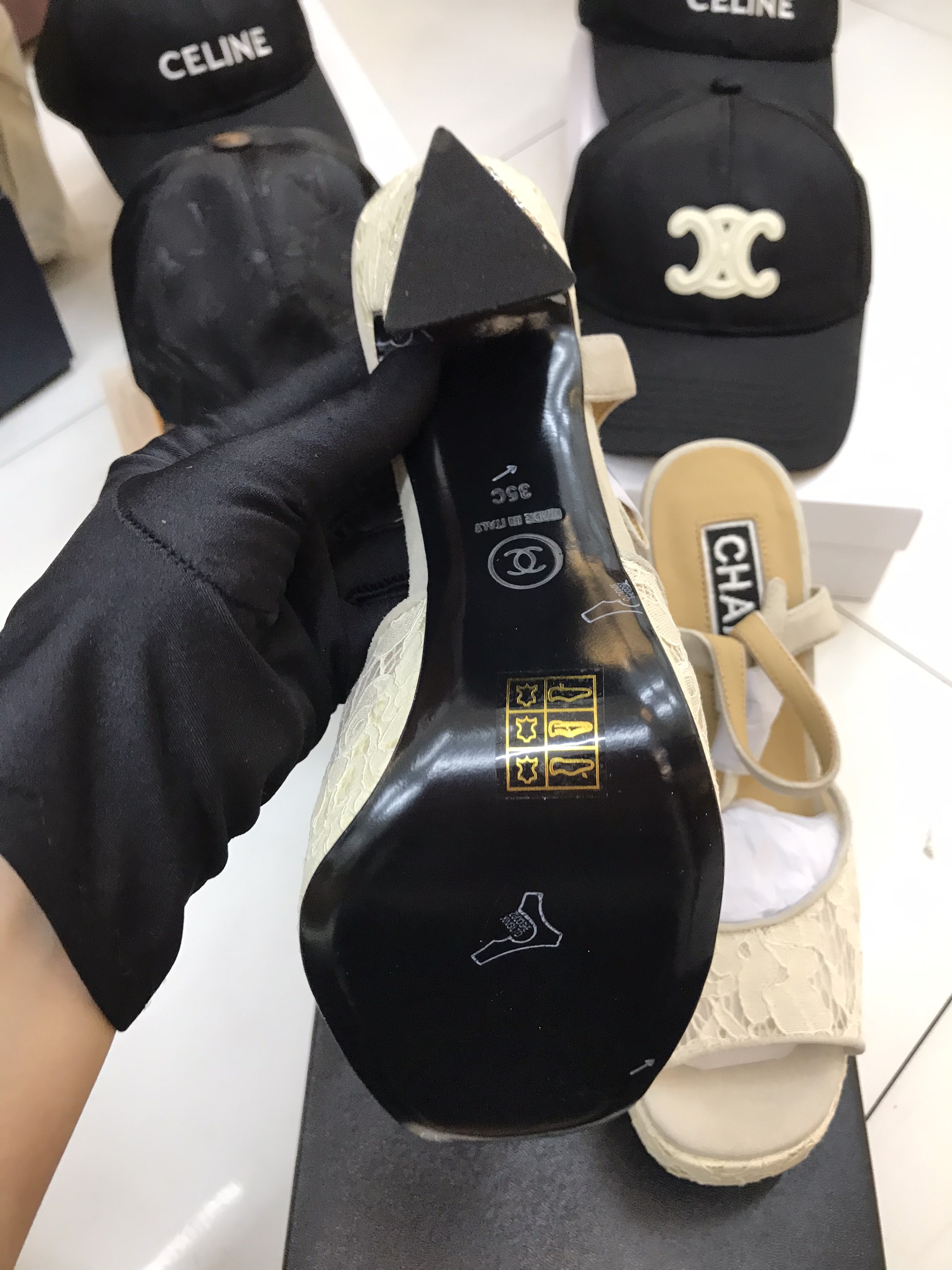 Giày Cao Gót Chanel Sandal Siêu Cấp Màu Trắng Size 35