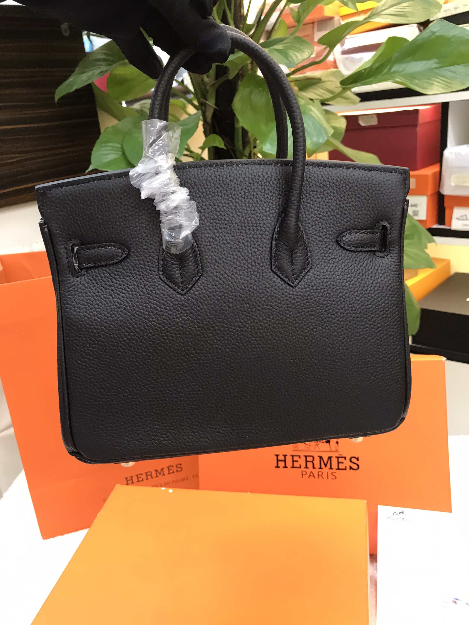 Túi Hermes Birkin 25 Super Màu Đen Khóa Vàng 25cm