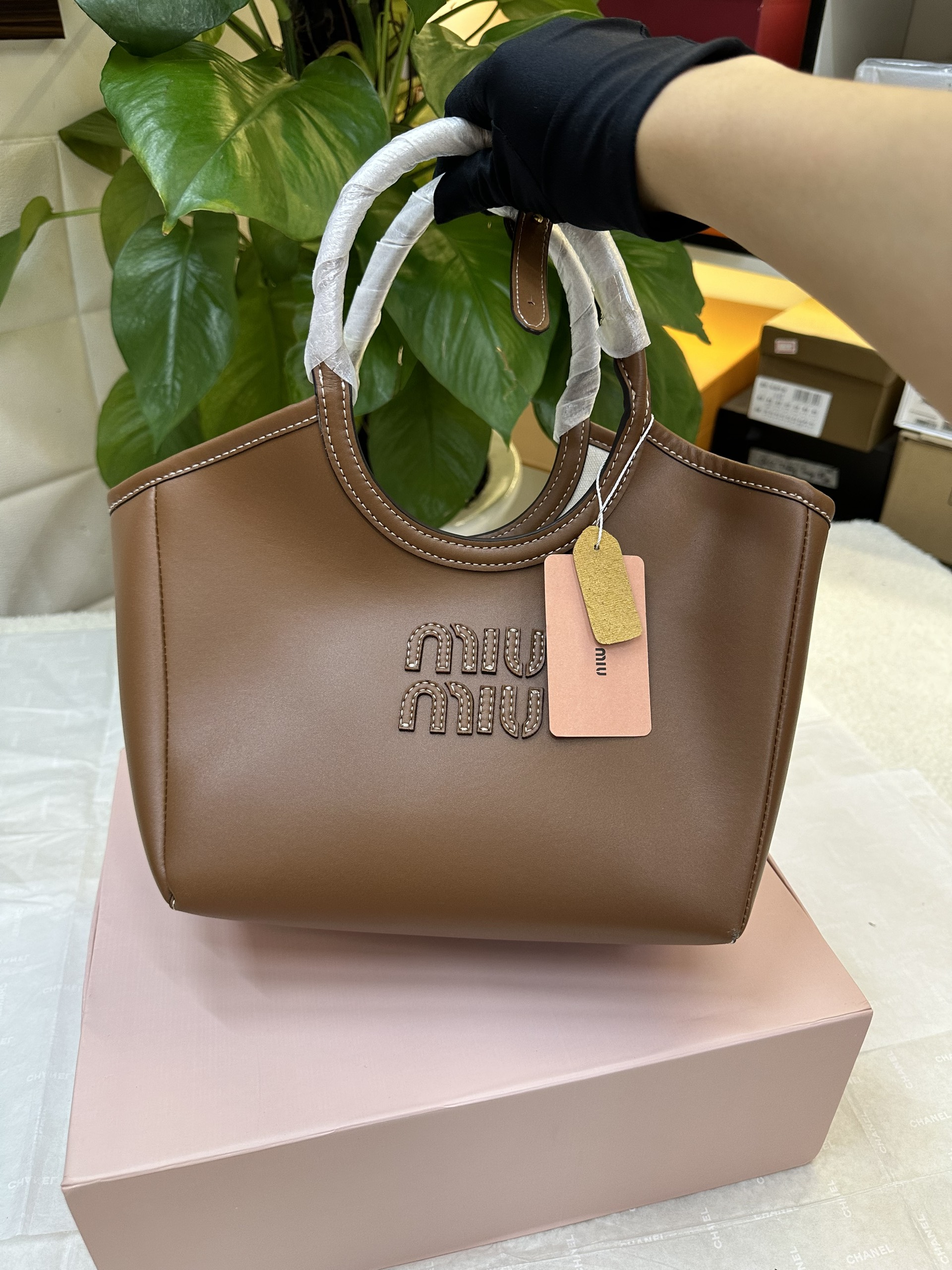 Túi Miu Miu Bolso IVY De Piel Super Màu Nâu Size 23cm