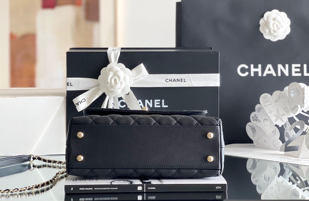 Túi Xách Chanel Coco Vip Da Hạt Màu Đen Size 23cm