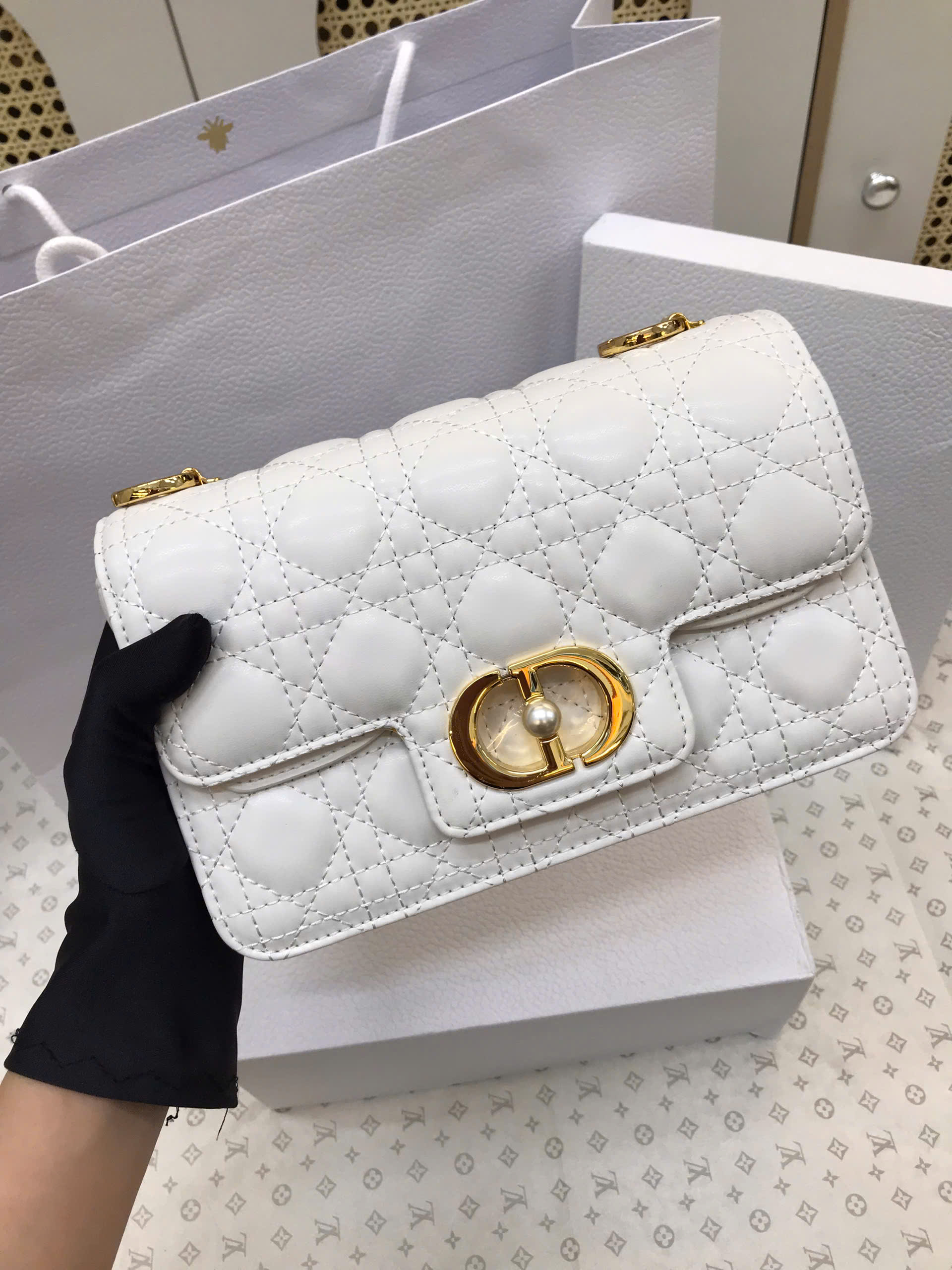 Túi Dior Small Dior Jolie Top Handle Bag Super Màu Trắng Size 22cm