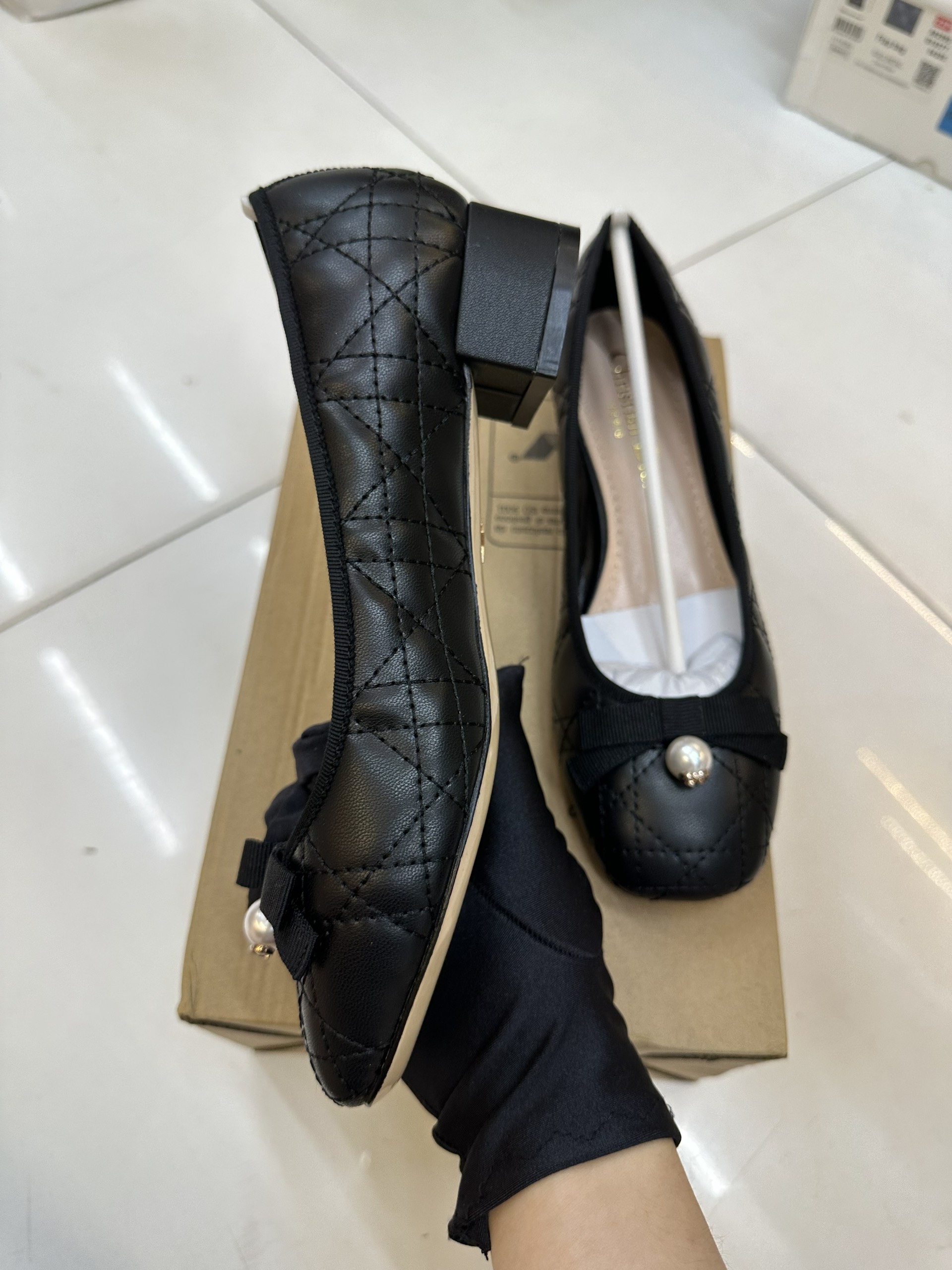 Giày Dior Ballet Pump Black Quilted Cannage Calskin Reference Siêu Cấp Size 35