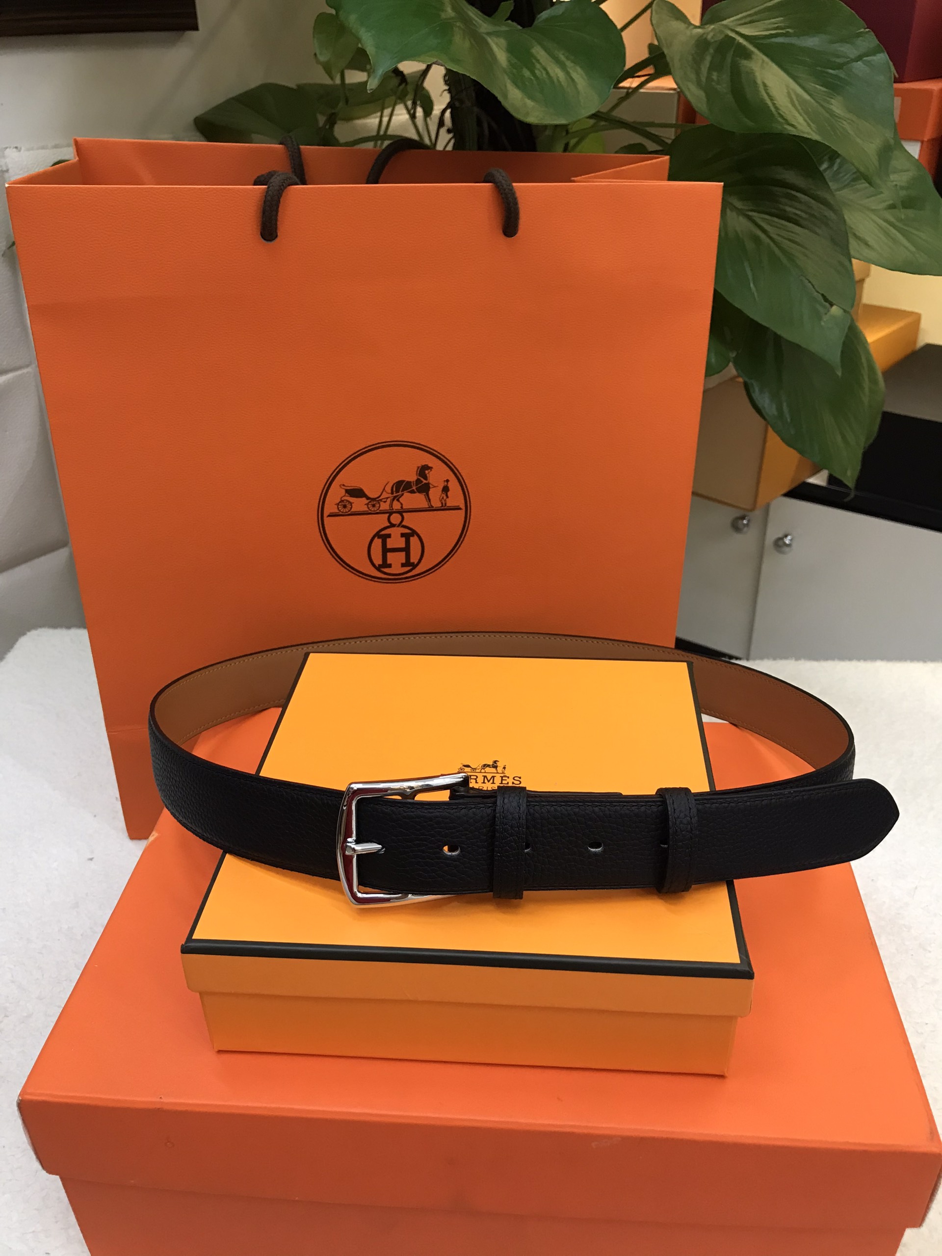 Thắt lưng Hermes Etriviere 32 Belt VIP Màu Đen Size 100-115cm